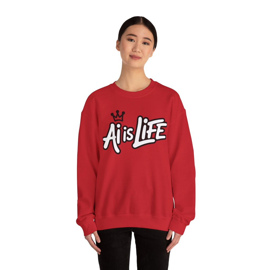 Ai is Life "CROWNED CURSIVE"— Streetwear Crewneck Sweatshirt