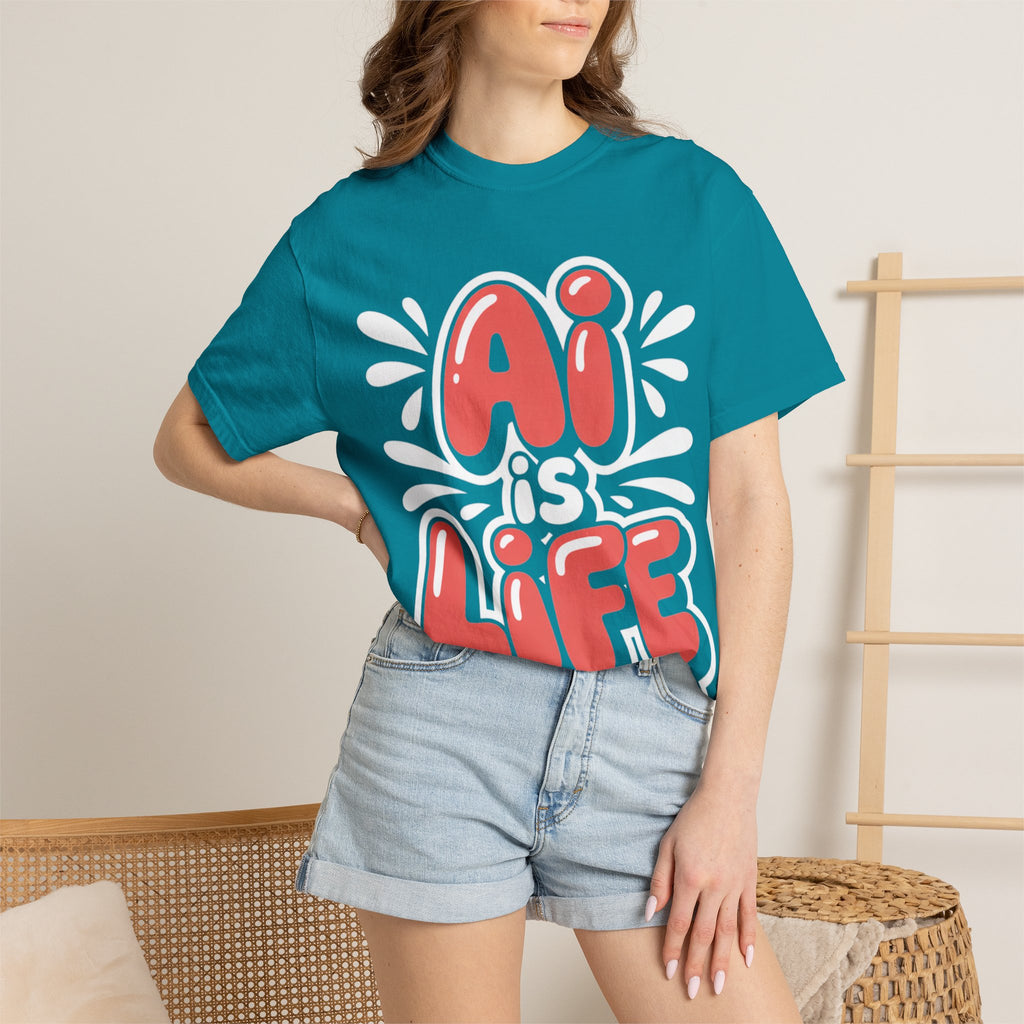 AI IS LIFE  " Neural Pop " Unisex Garment-Dyed T-shirt