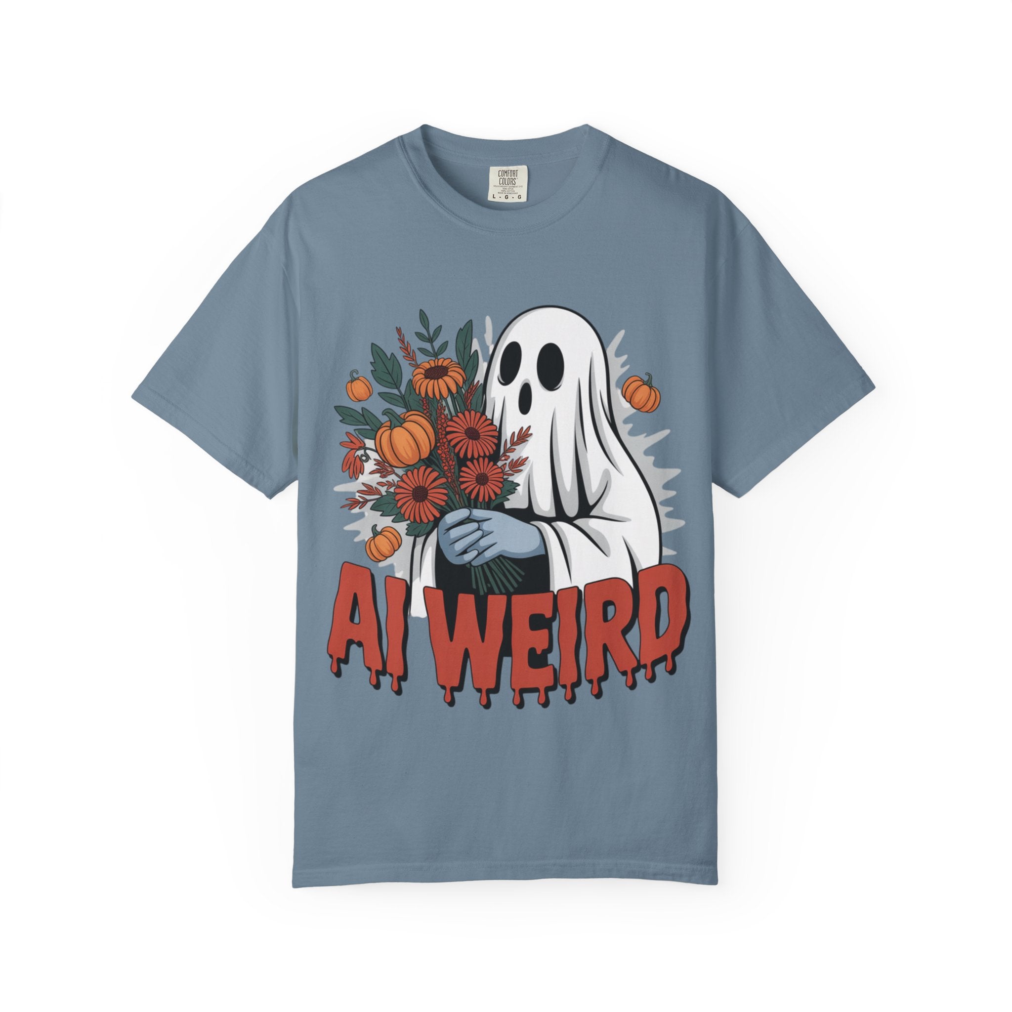 AI WEIRD "Glitch Garden Ghost" Unisex Garment-Dyed T-shirt