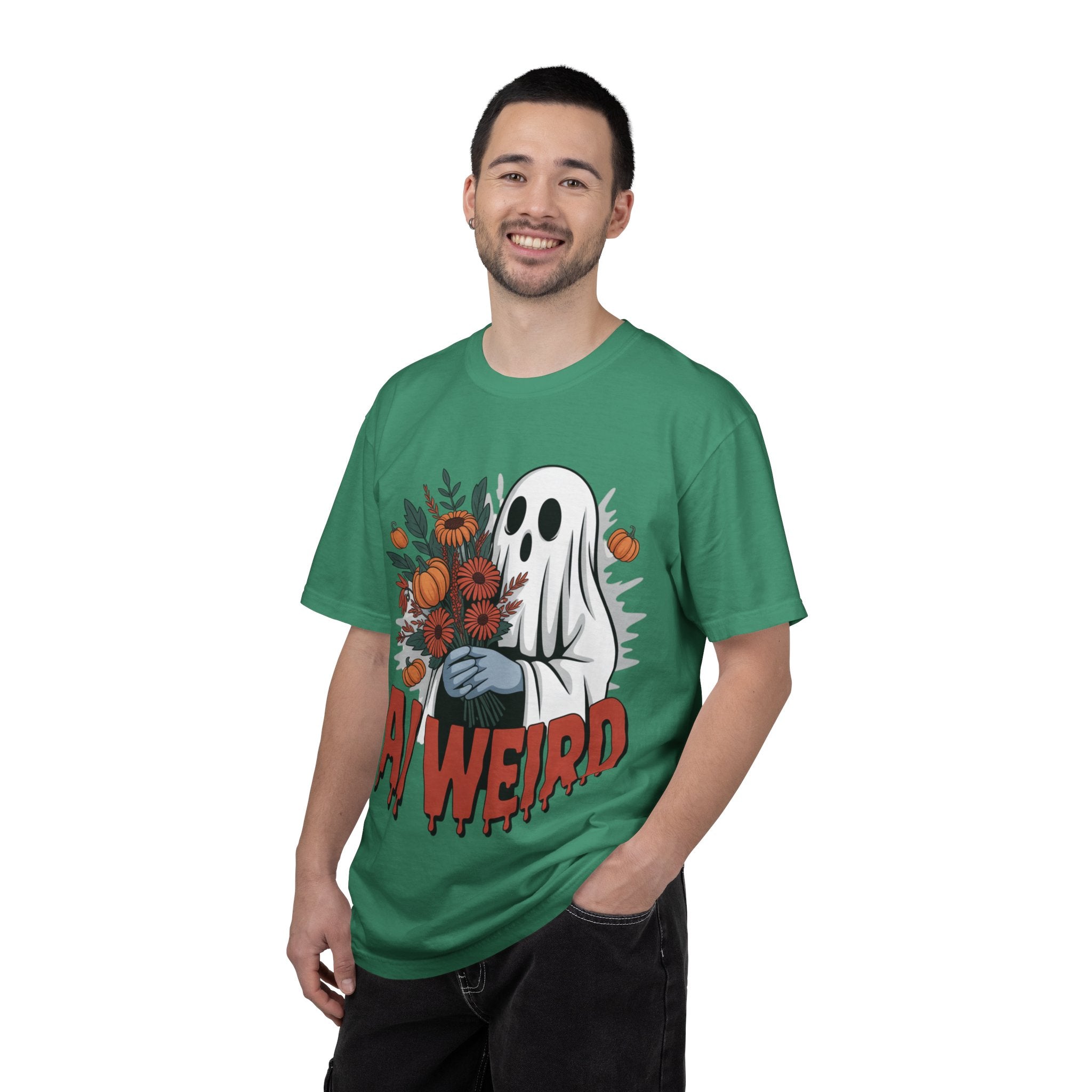 AI WEIRD "Glitch Garden Ghost" Unisex Garment-Dyed T-shirt