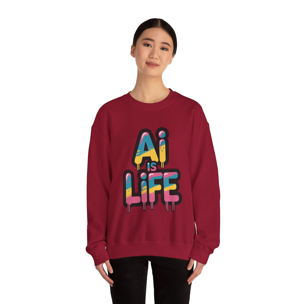 AI IS LIFE " Neon Circuit " Unisex Heavy Blend™ Crewneck Sweatshirt