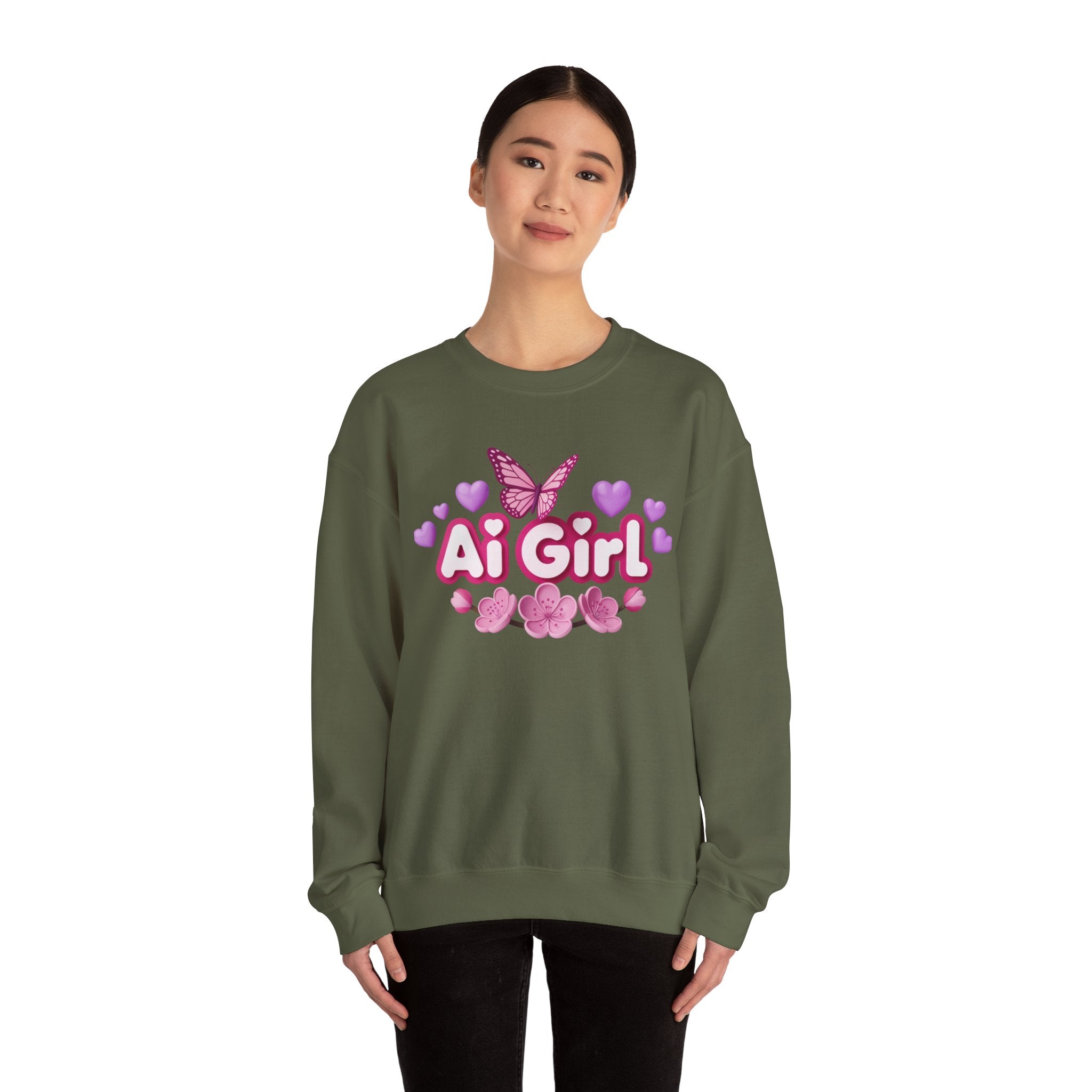 Ai Girl  "Cyber Cutie" Unisex Heavy Blend™ Crewneck Sweatshirt