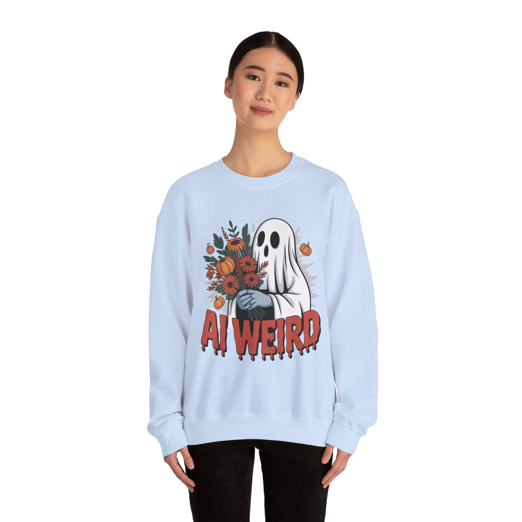 AI Weird "Glitch Garden  Ghost" Unisex Garment-Dyed Sweatshirt
