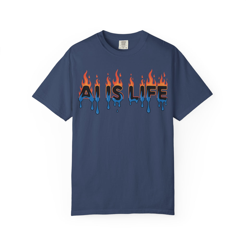 AI IS LIFE – “AI MELTDOWN” Unisex Garment-Dyed T-shirt