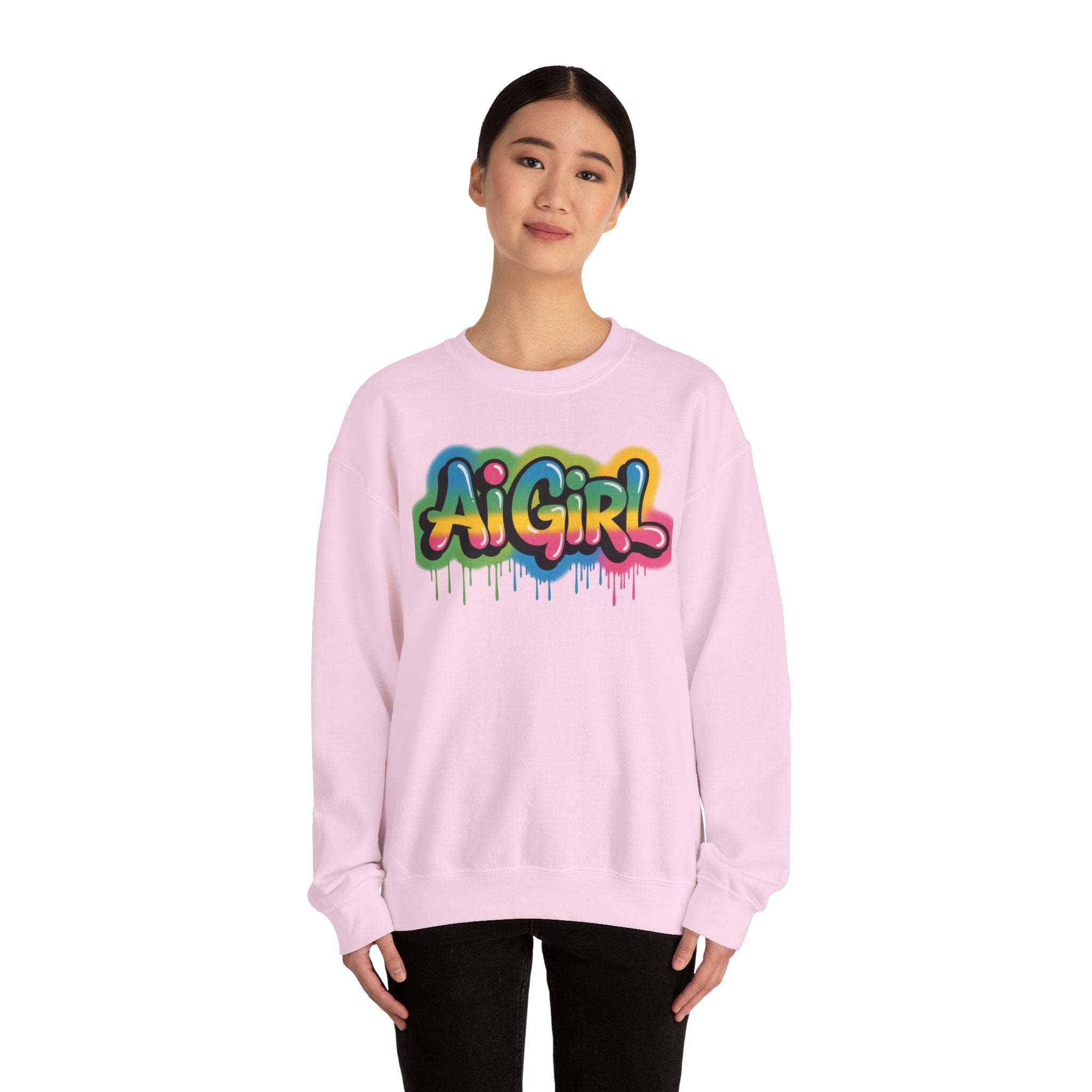 Ai Girl "Graffiti Glow" Unisex Heavy Blend Crewneck Sweatshirt