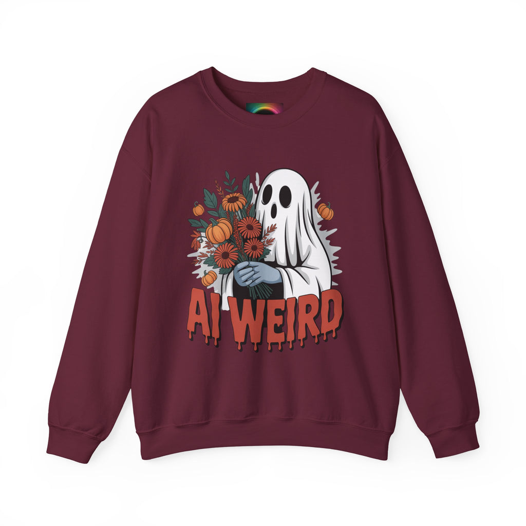 AI Weird "Glitch Garden  Ghost" Unisex Garment-Dyed Sweatshirt