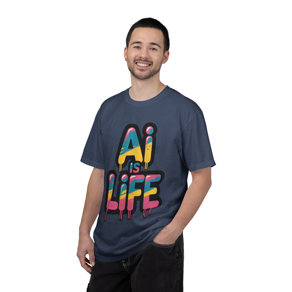 AI IS LIFE  " Neon Circuit " Unisex Garment-Dyed T-shirt