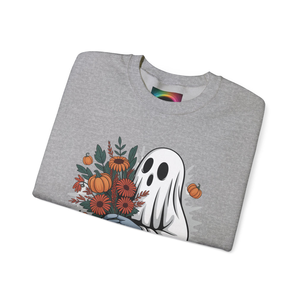 AI Weird "Glitch Garden  Ghost" Unisex Garment-Dyed Sweatshirt