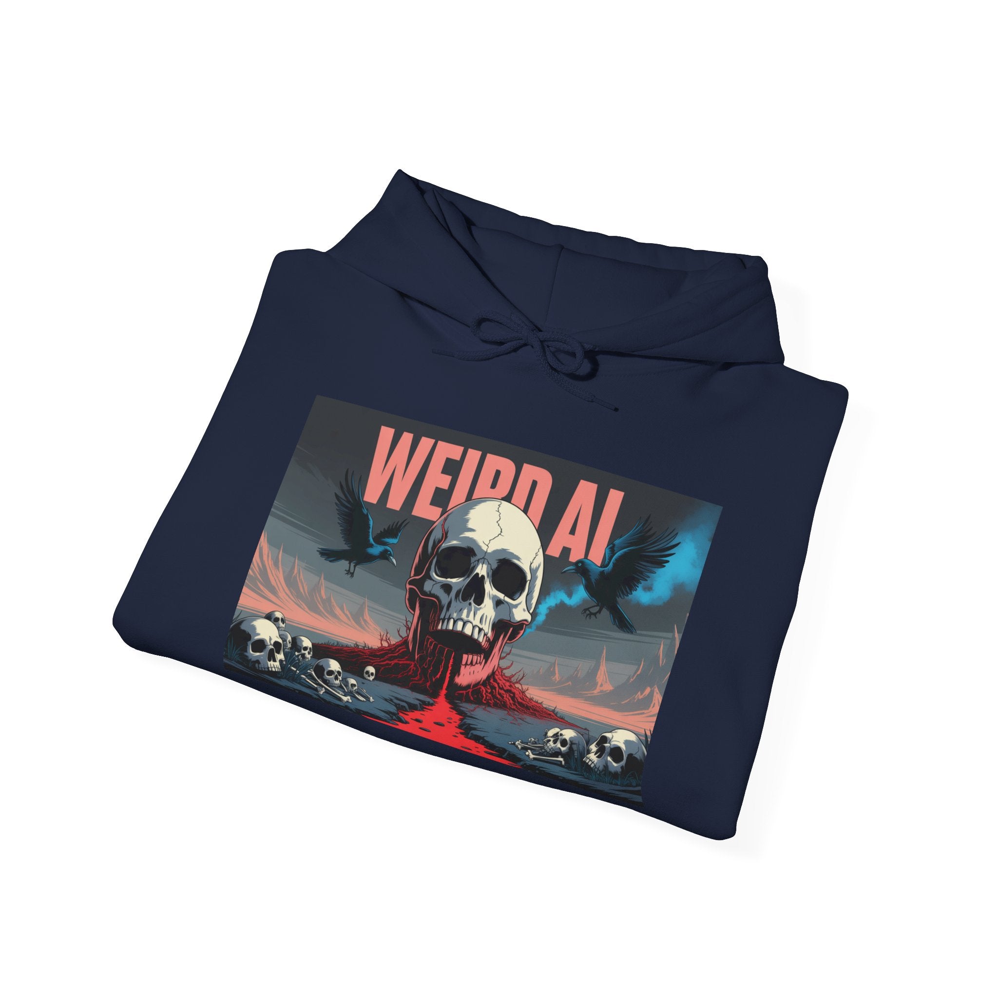 Weird AI " Skeleton Volcano Edition " Unisex Heavy Blend™ Hooded Sweatshirt