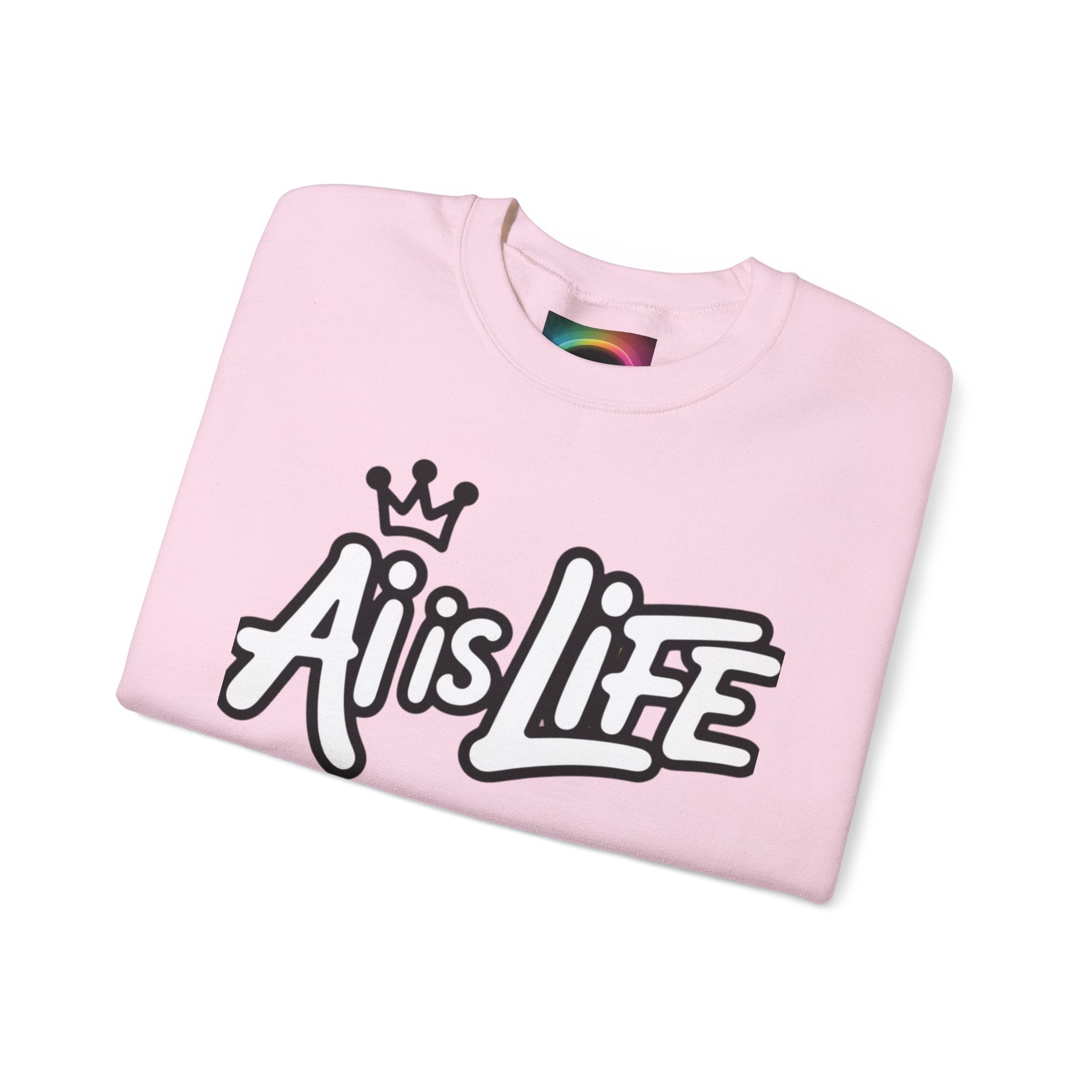 Ai is Life "CROWNED CURSIVE"— Streetwear Crewneck Sweatshirt