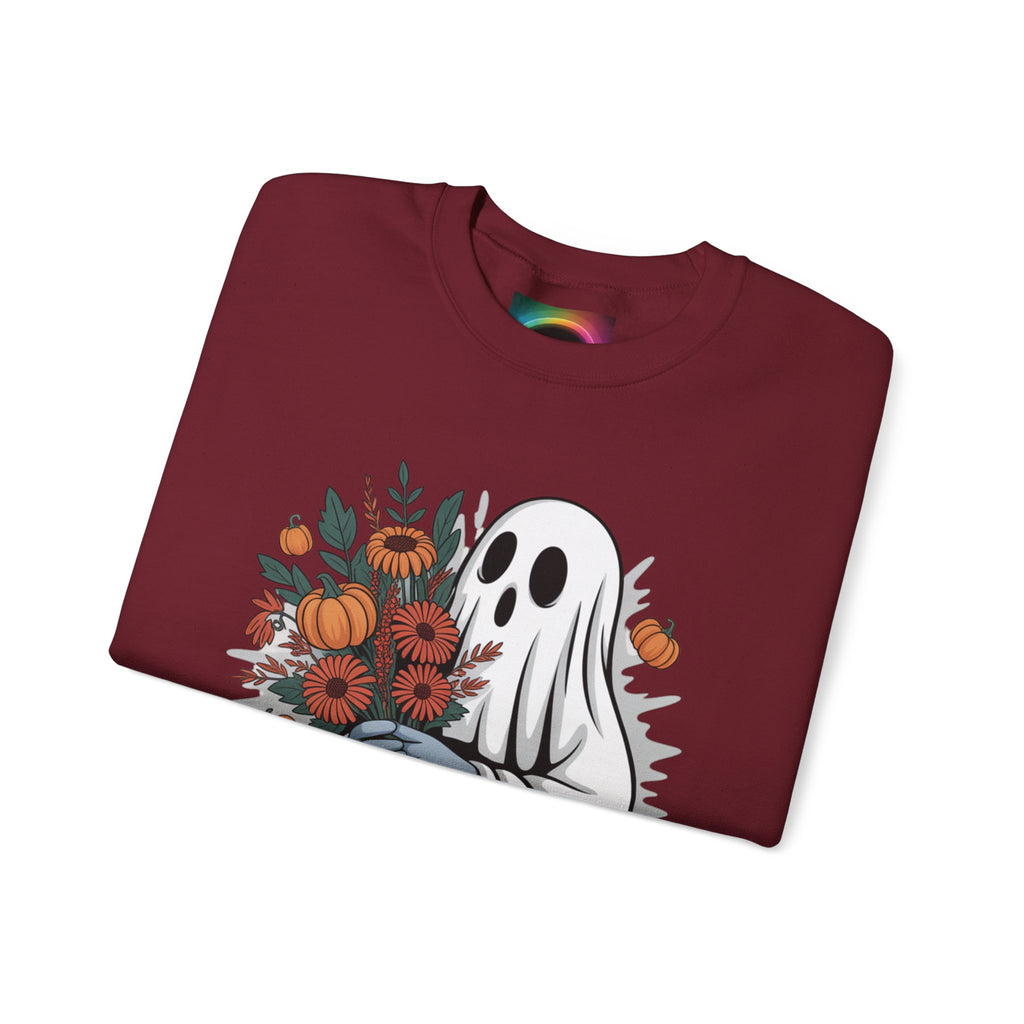 AI Weird "Glitch Garden  Ghost" Unisex Garment-Dyed Sweatshirt