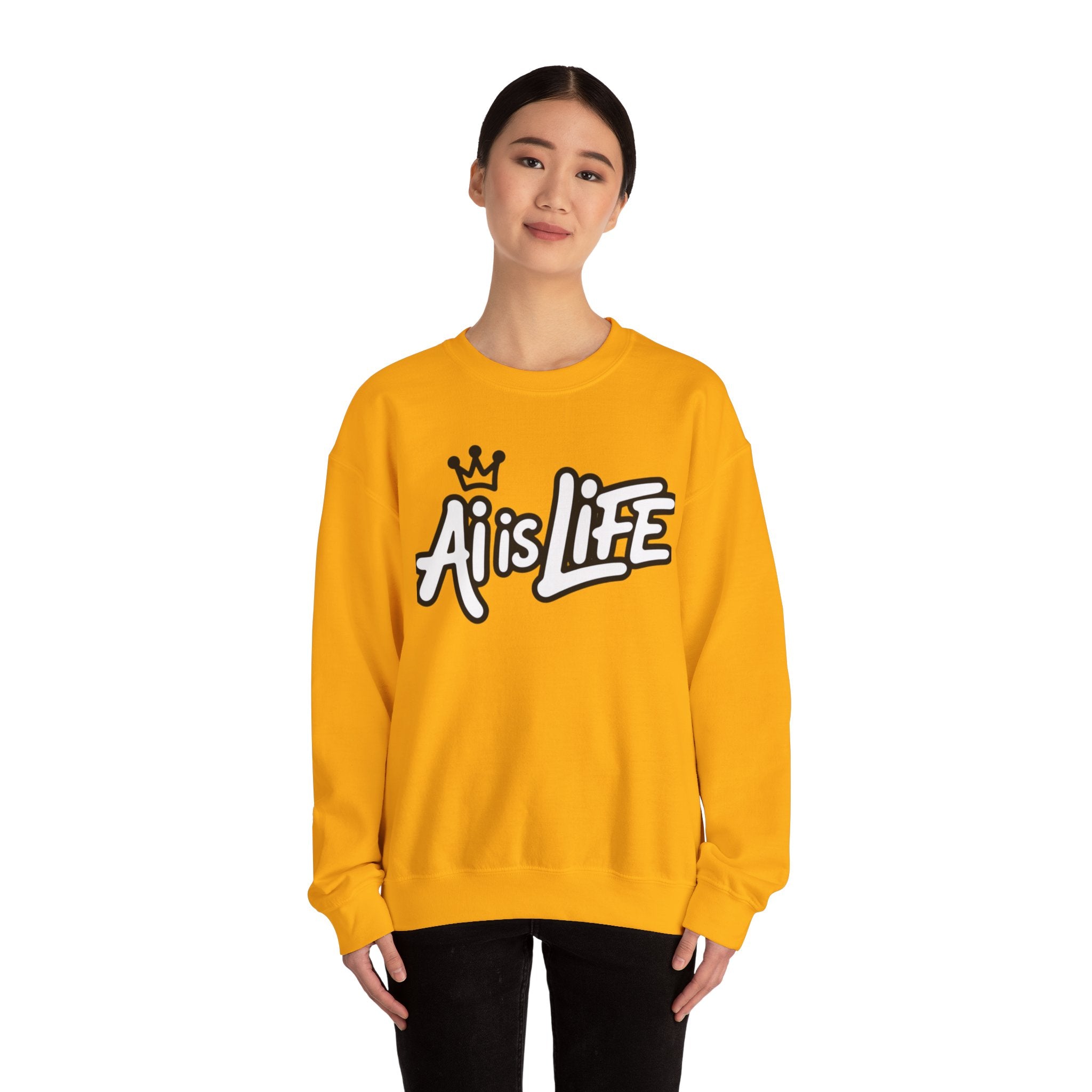 Ai is Life "CROWNED CURSIVE"— Streetwear Crewneck Sweatshirt