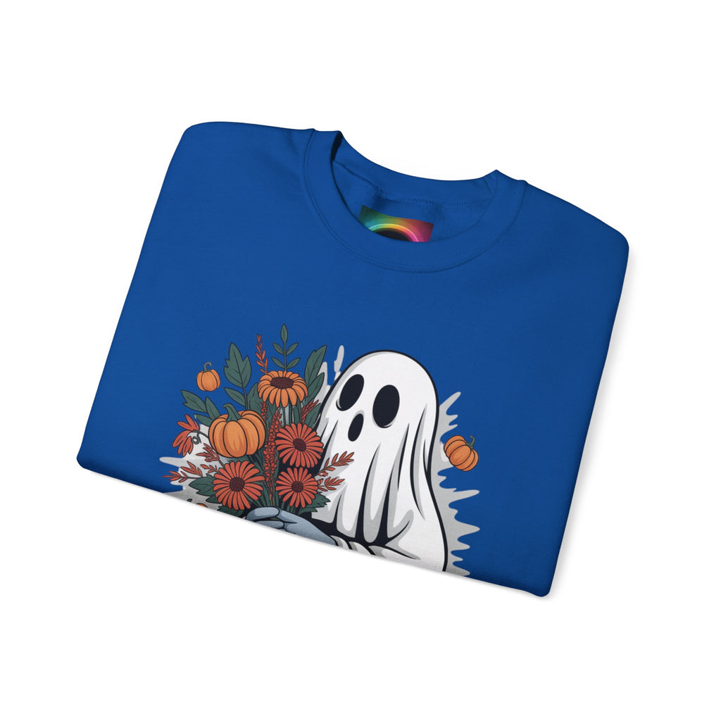 AI Weird "Glitch Garden  Ghost" Unisex Garment-Dyed Sweatshirt