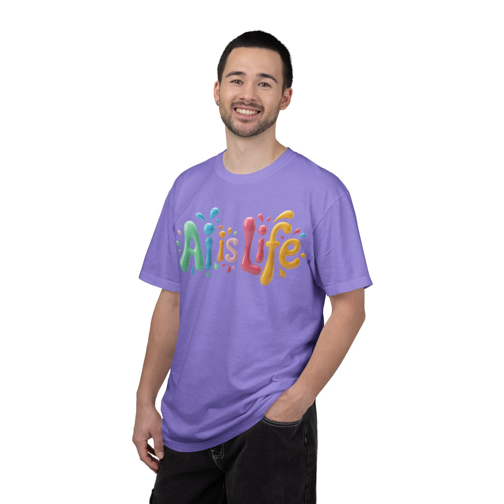 AI IS LIFE  “Colorful Circuit Pop”  Unisex Garment-Dyed T-shirt