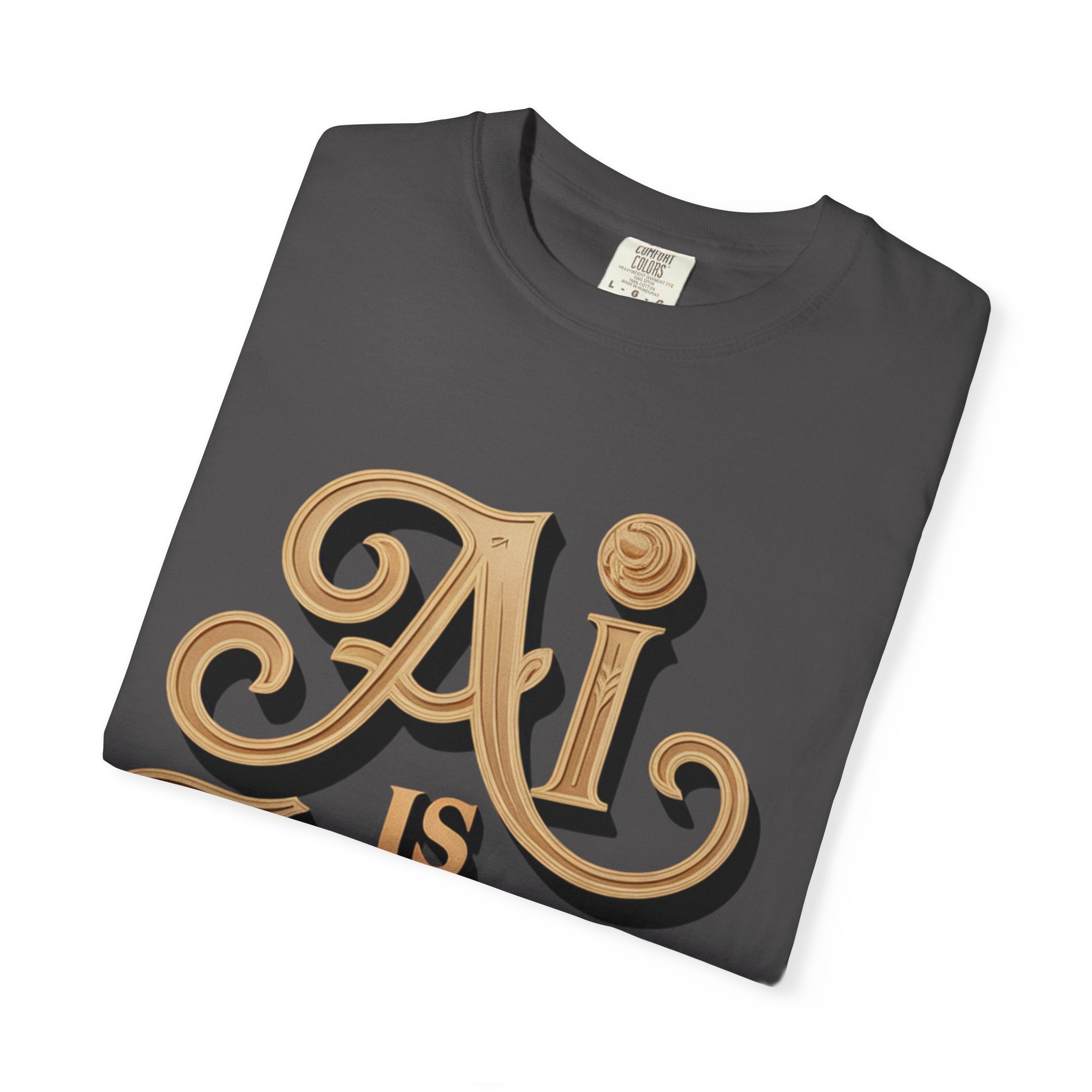 AI IS LIFE  " Golden Neuralwave "  Unisex Garment-Dyed T-shirt