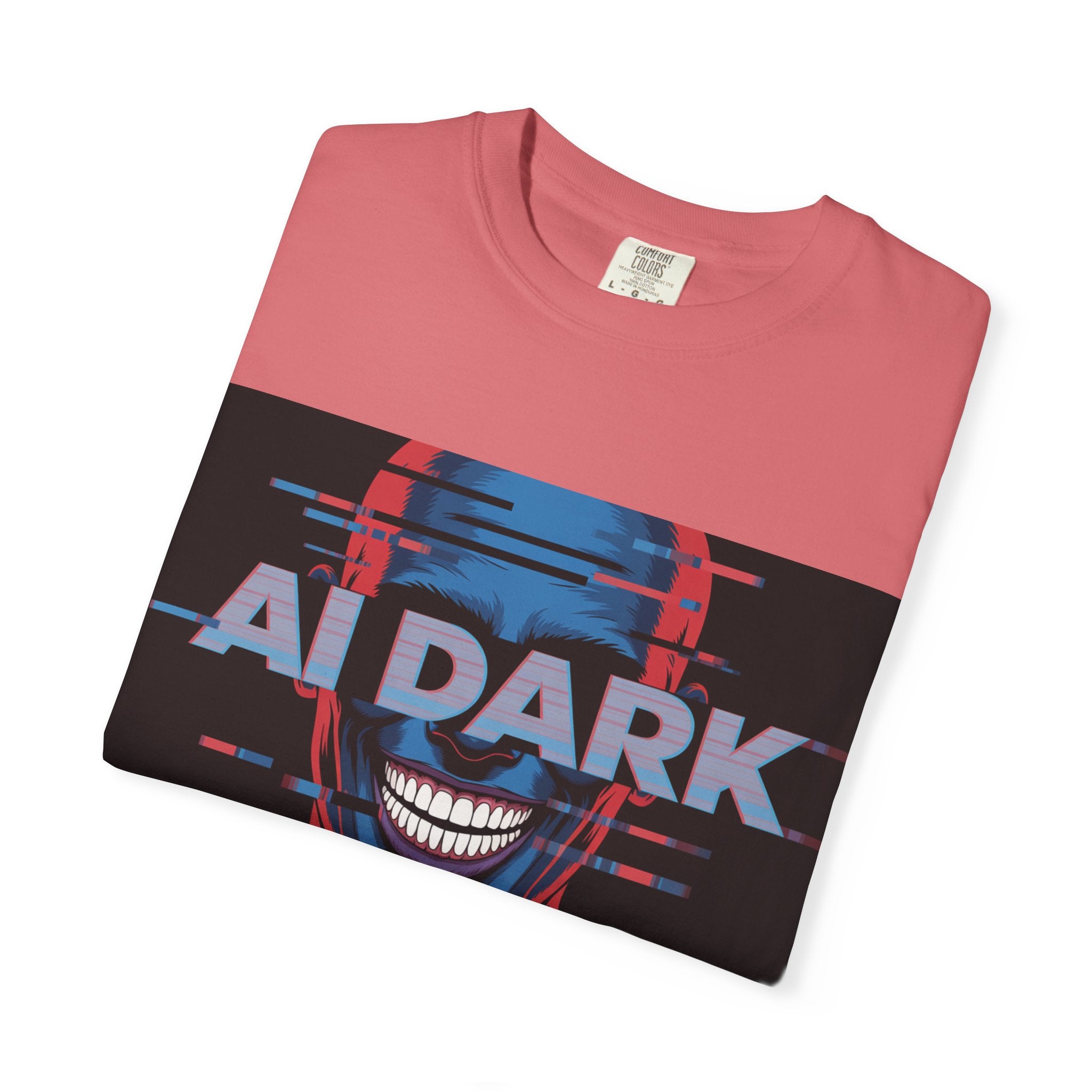 AI DARK " Deepcore Distortion — Cyberpunk Smiling Skull Tee