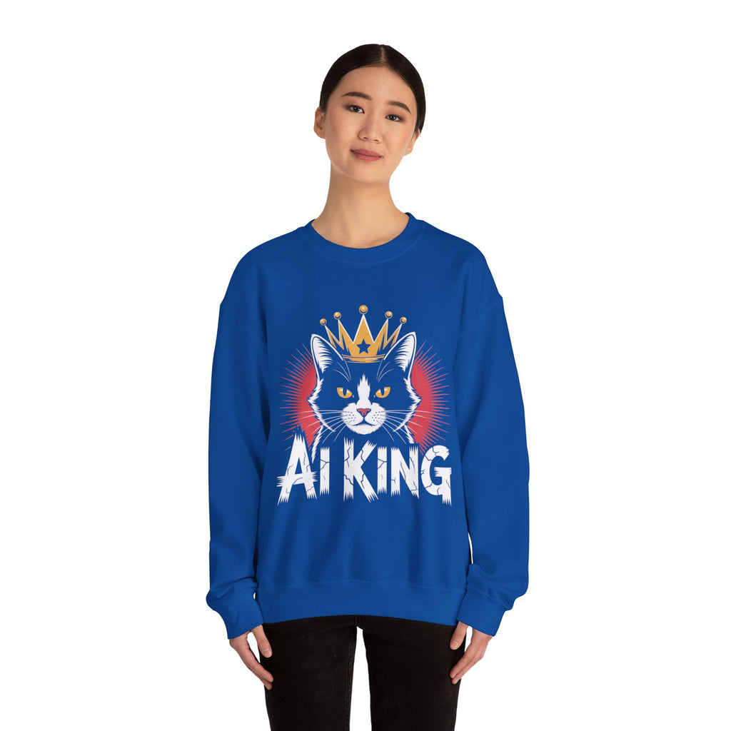 AI King  "Glitch Monarch" Unisex Heavy Blend™ Crewneck Sweatshirt