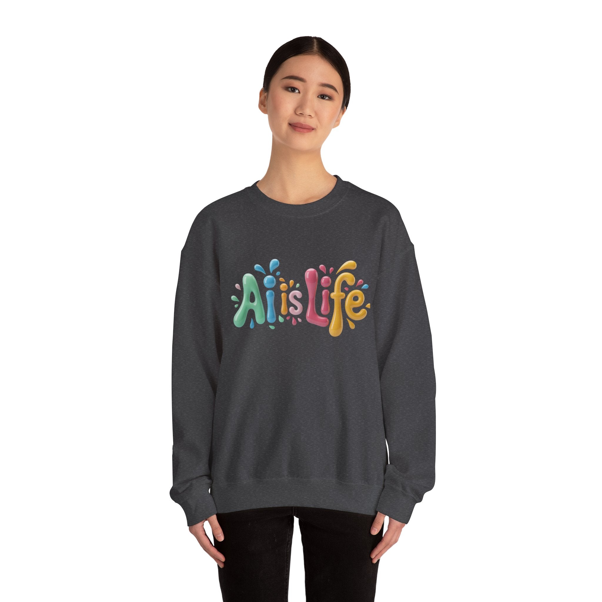 AI IS LIFE  “Colorful Circuit Pop”  Unisex Heavy Blend™ Crewneck Sweatshirt