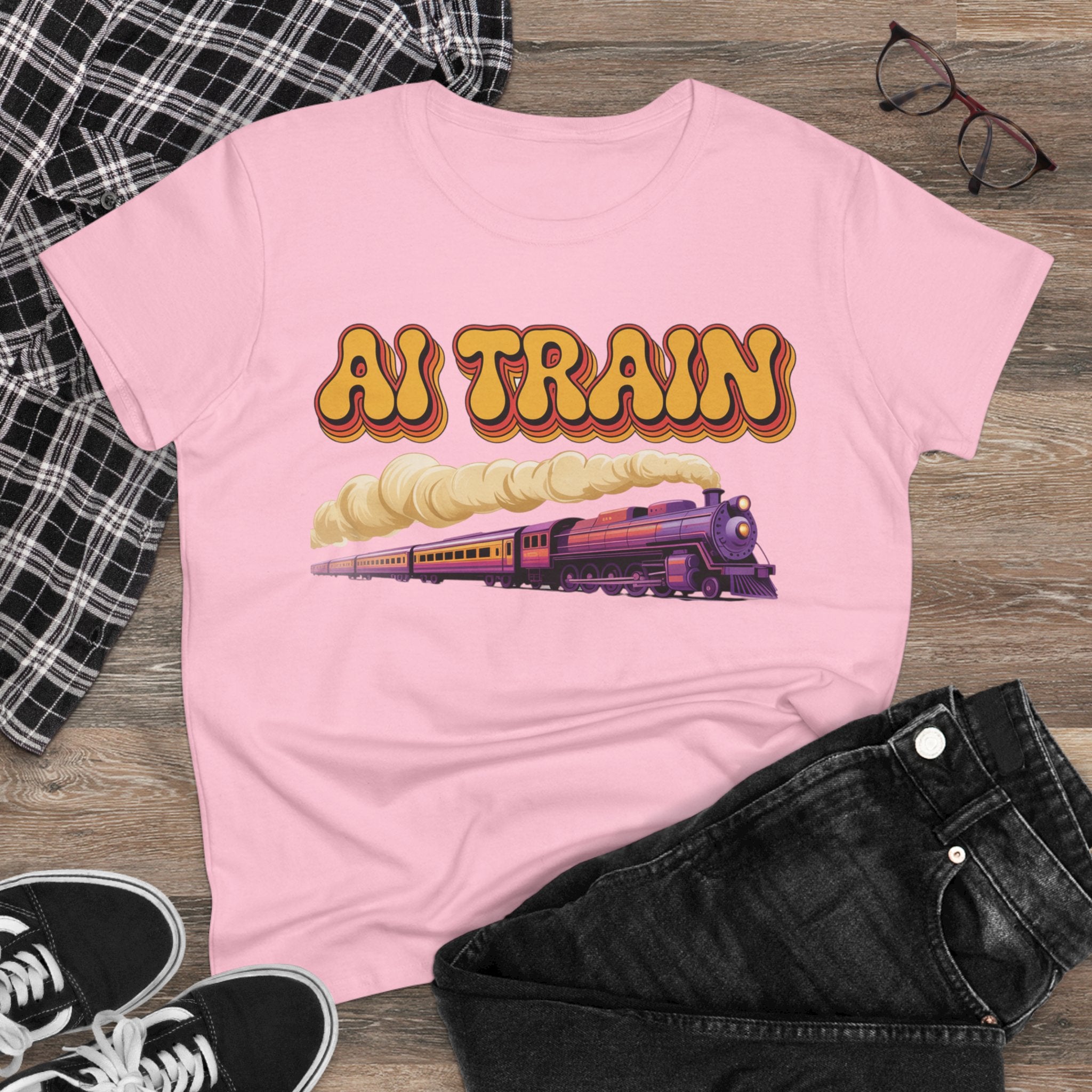 AI TRAIN  "Quantum Rail System" Women's Midweight Cotton Tee