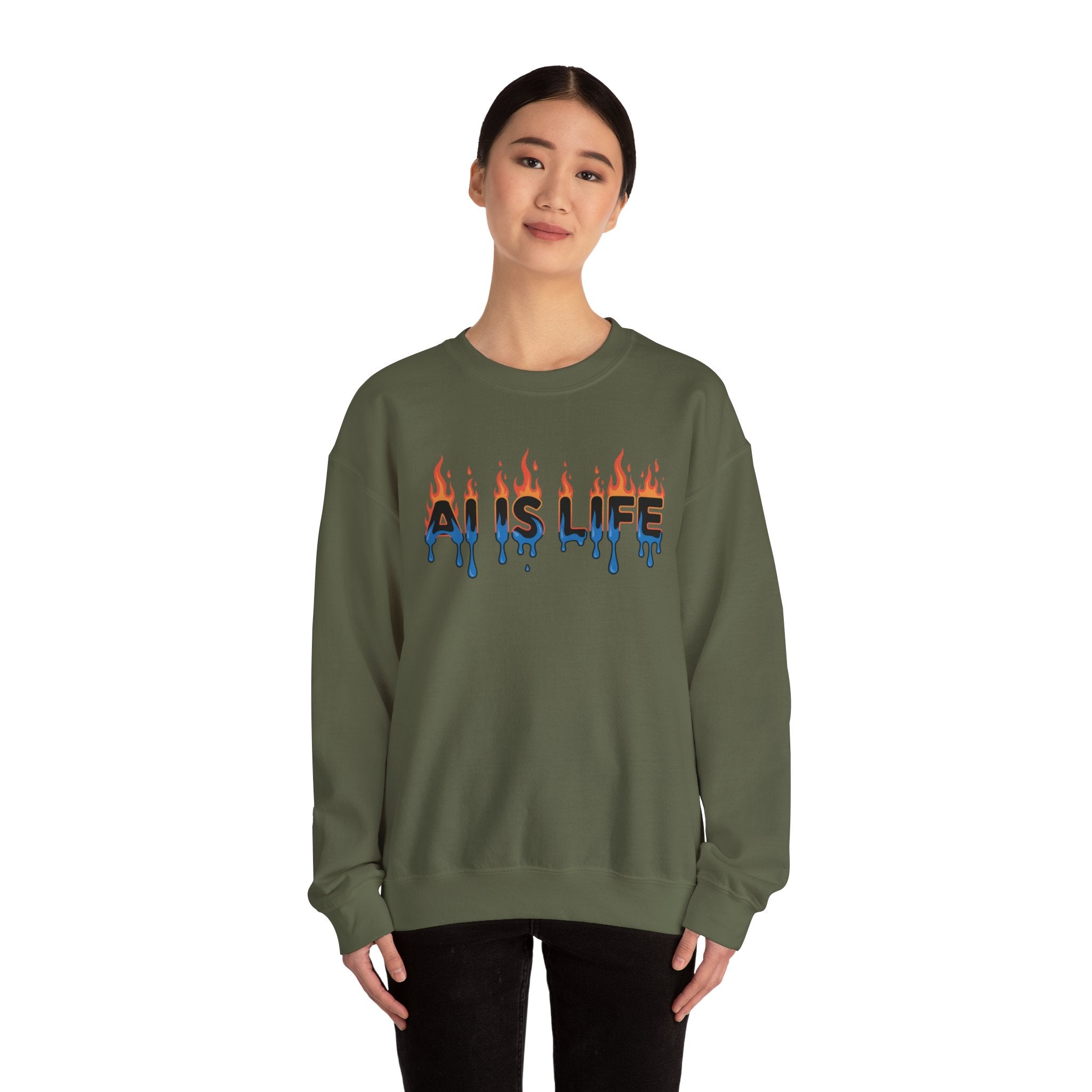 AI IS LIFE – “AI MELTDOWN” Unisex Heavy Blend™ Crewneck Sweatshirt