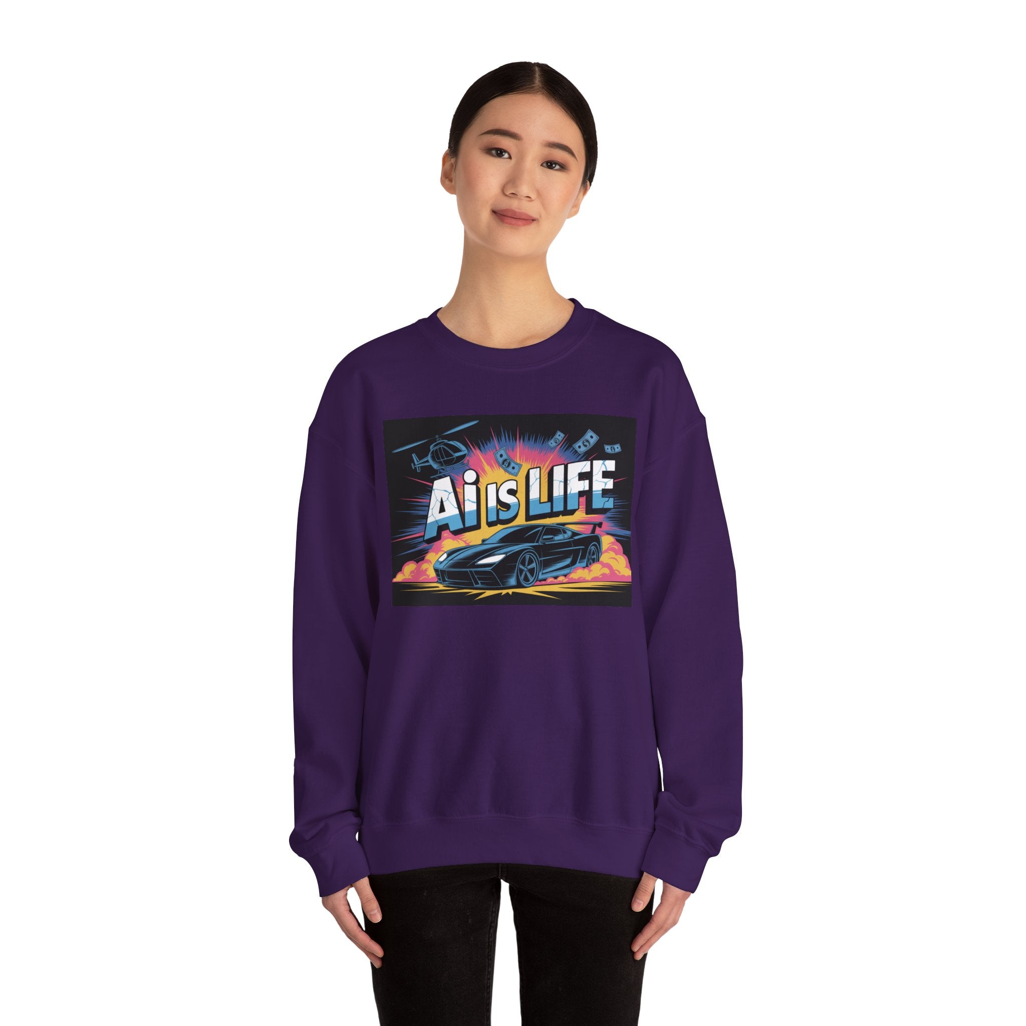 AI Is Life  "Action Mode”  Unisex Heavy Blend™ Crewneck Sweatshirt