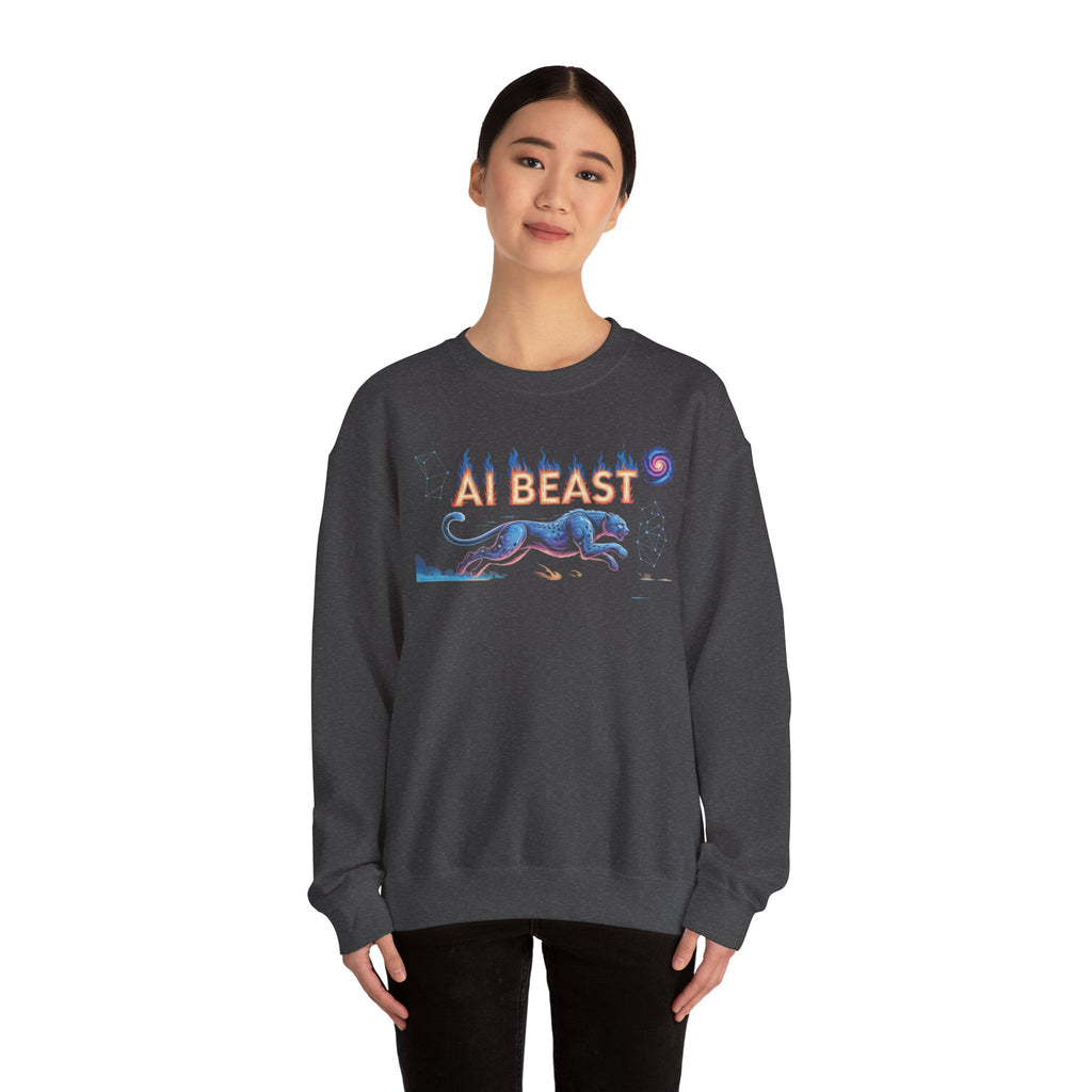 AI BEAST “Digital Predator” Unisex Heavy Blend™ Crewneck Sweatshirt