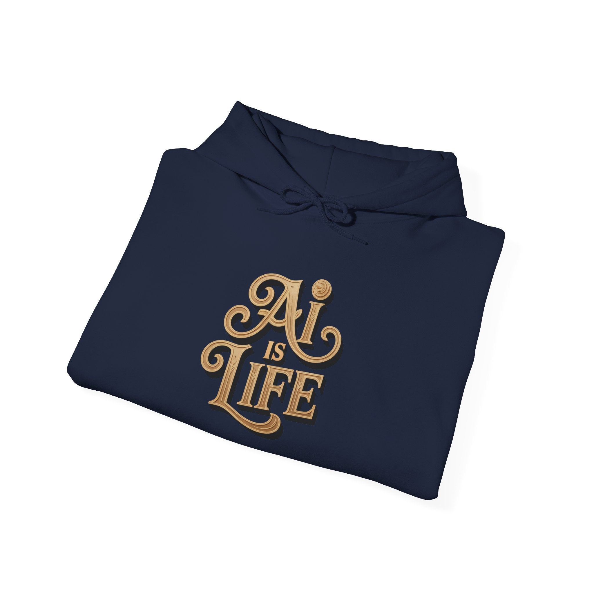 AI IS LIFE  "Golden Neuralwave"  Unisex Heavy Blend™ Hooded Sweatshirt