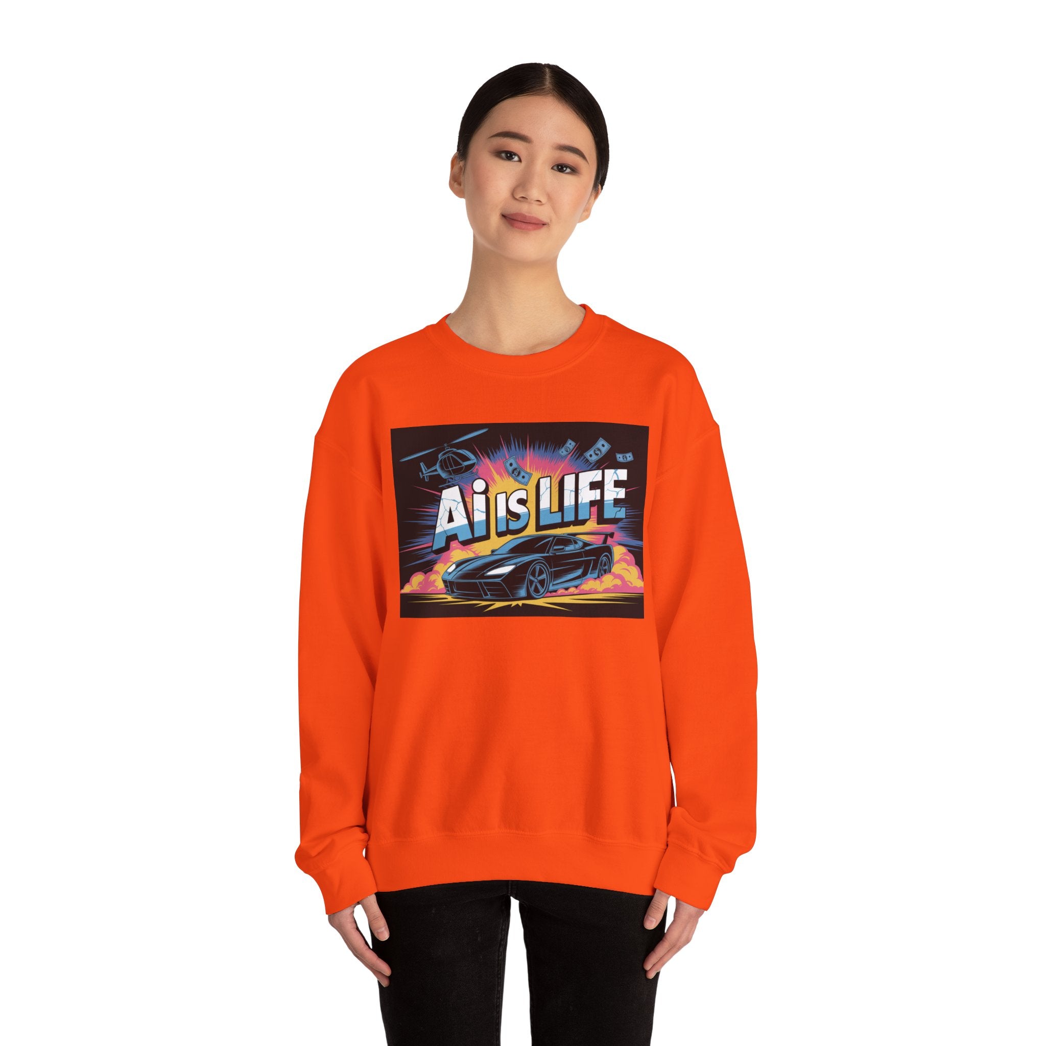 AI Is Life  "Action Mode”  Unisex Heavy Blend™ Crewneck Sweatshirt