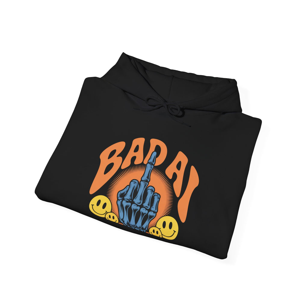 Bad Day Middle Finger Hoodie – Retro Skull Hand Graphic Sweatshirt