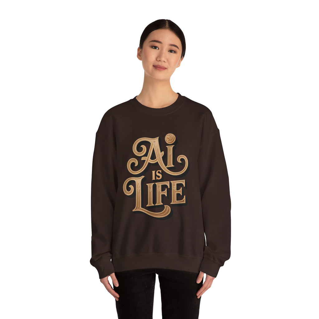 AI IS LIFE  "Golden Neuralwave"  Unisex Heavy Blend™ Crewneck Sweatshirt