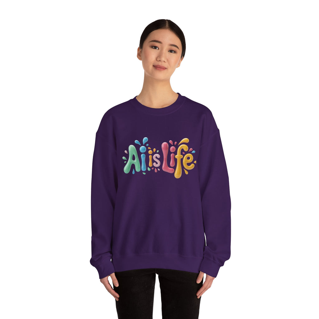 AI IS LIFE  “Colorful Circuit Pop”  Unisex Heavy Blend™ Crewneck Sweatshirt