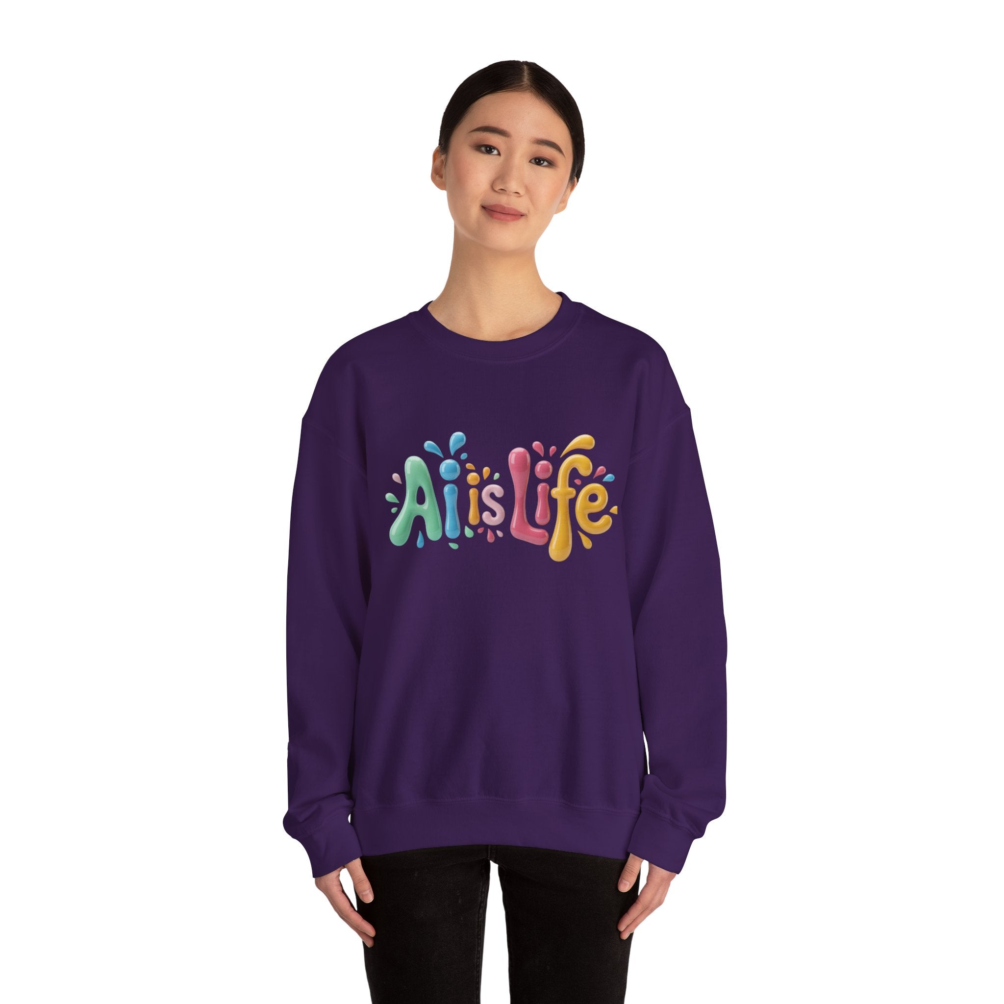 AI IS LIFE  “Colorful Circuit Pop”  Unisex Heavy Blend™ Crewneck Sweatshirt