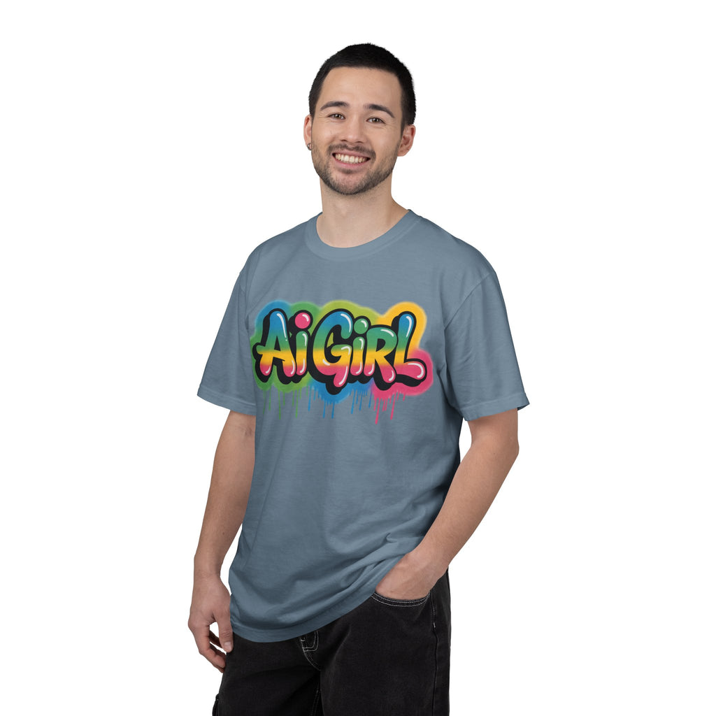 Ai Girl  "Graffiti Glow " Unisex Heavy Blend Garment-Dyed T-shirt