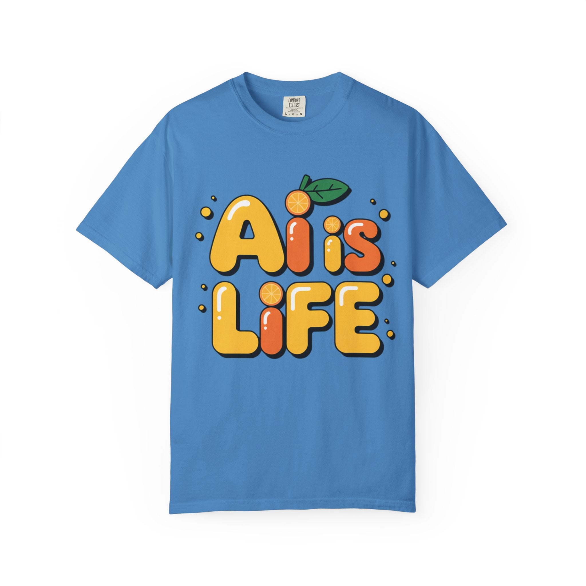 2. AI is LIFE  "Orange Overclock" Unisex Garment-Dyed T-shirt