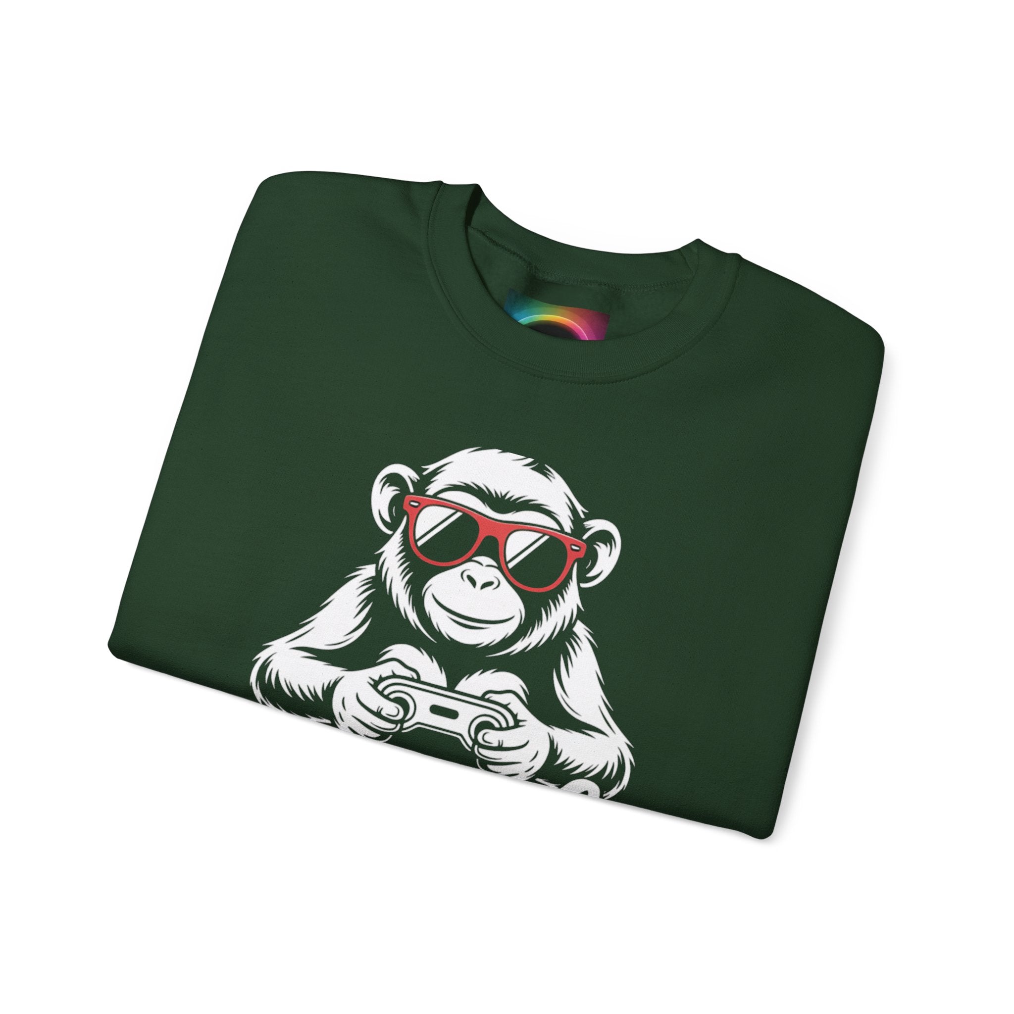 AI Is Life "GAMER CHIMP ELITE" Unisex Graphic Crewneck Sweatshirt
