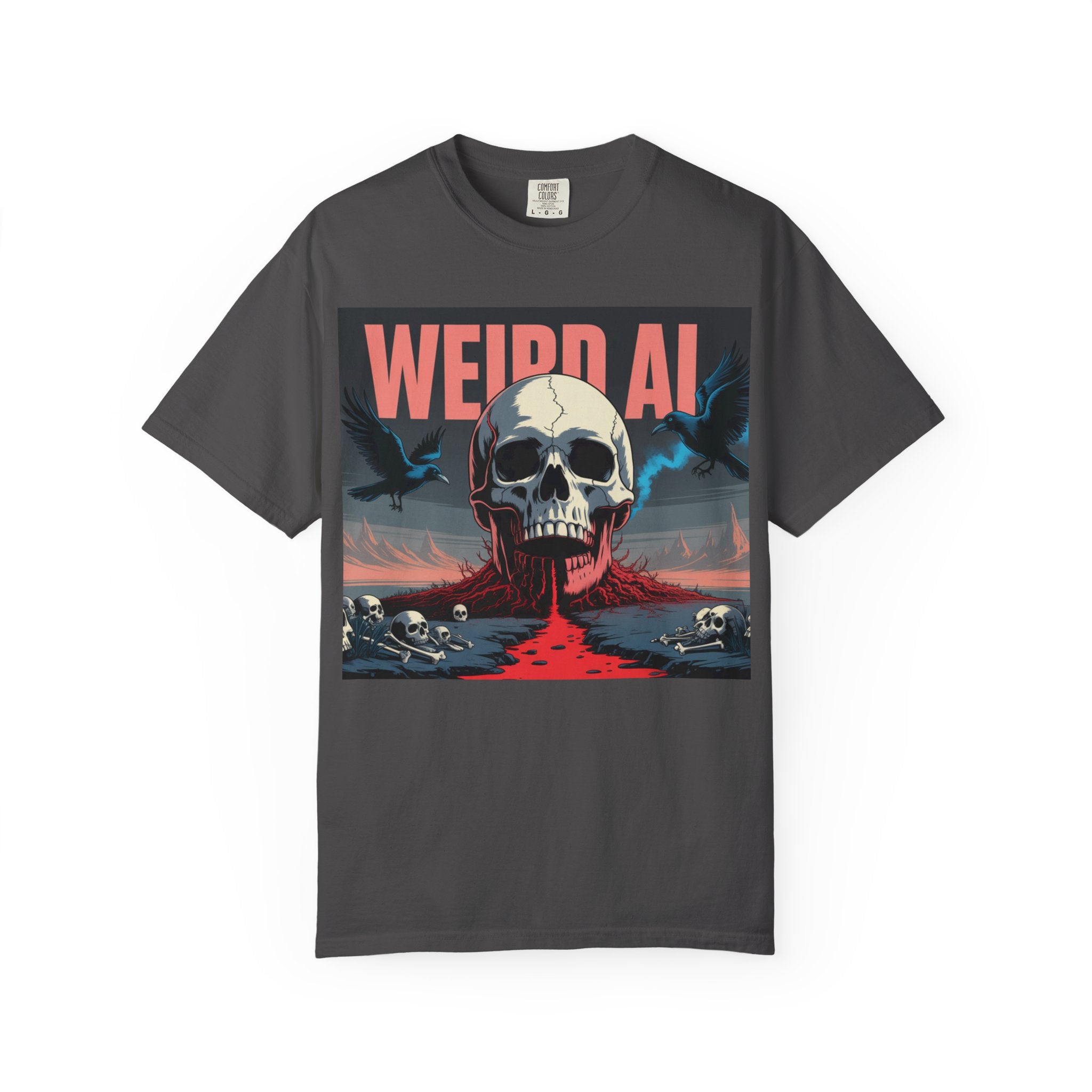 Weird AI  "Skeleton Volcano Edition”  Unisex Garment-Dyed T-shirt