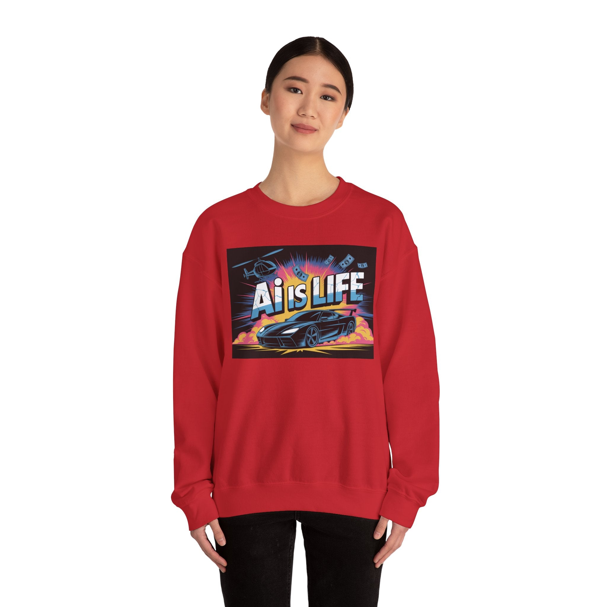 AI Is Life  "Action Mode”  Unisex Heavy Blend™ Crewneck Sweatshirt