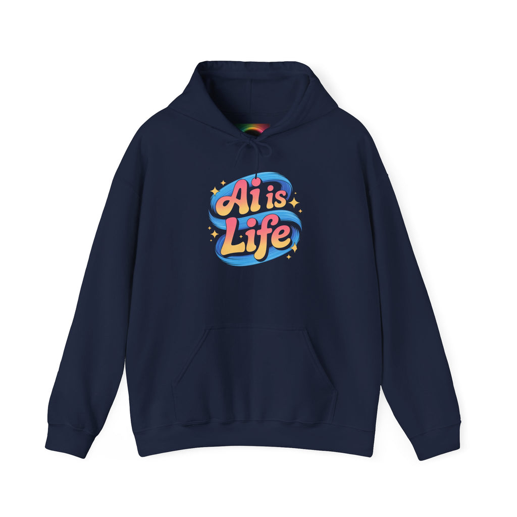 AI is Life "COSMIC SWIRL" — Retro Colorful Graphic Pullover Hoodie