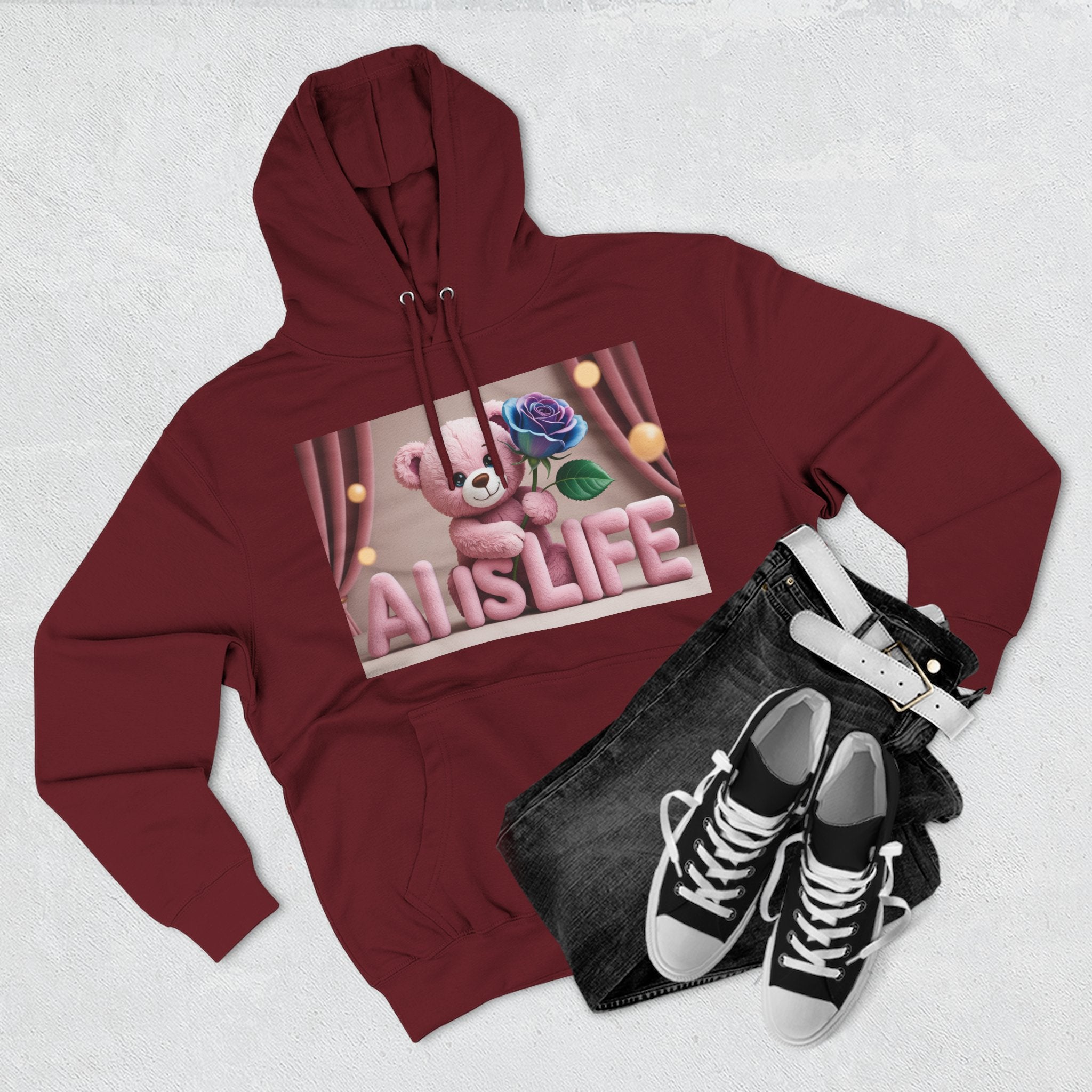 AI IS LIFE  "CUTE CIRCUIT" Three-Panel Fleece Hoodie