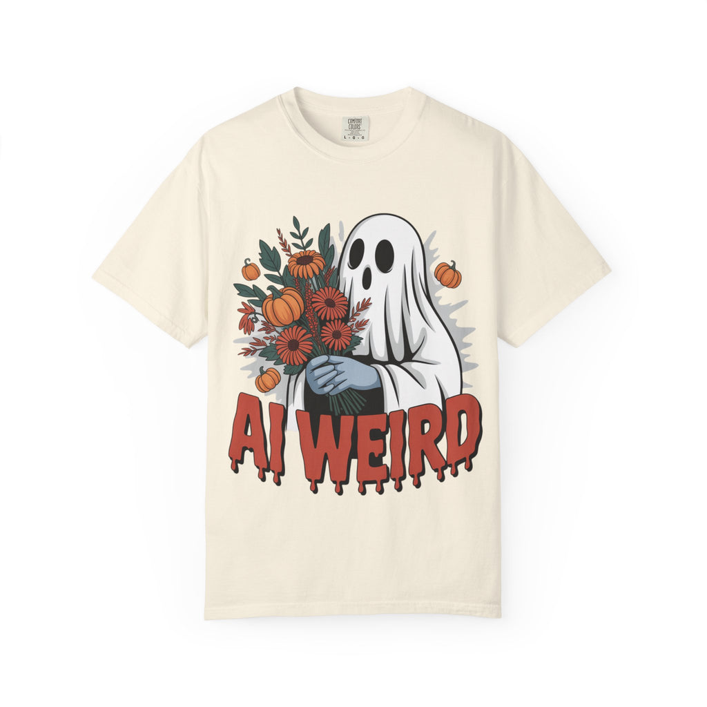 AI WEIRD "Glitch Garden Ghost" Unisex Garment-Dyed T-shirt