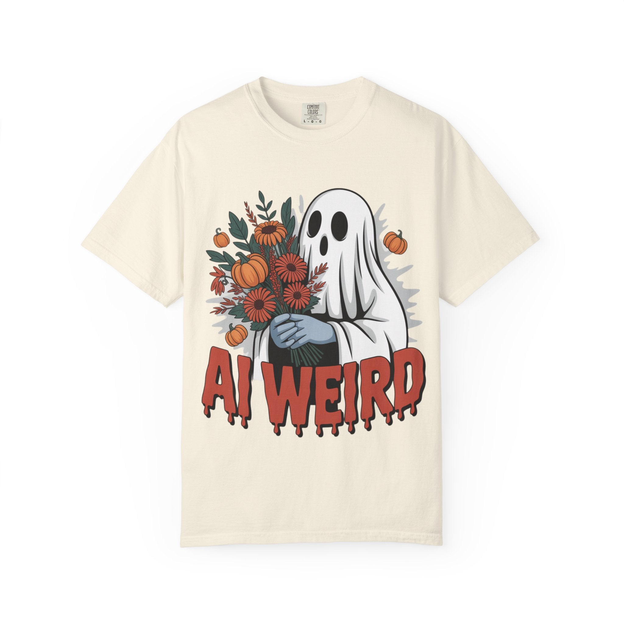 AI WEIRD "Glitch Garden Ghost" Unisex Garment-Dyed T-shirt