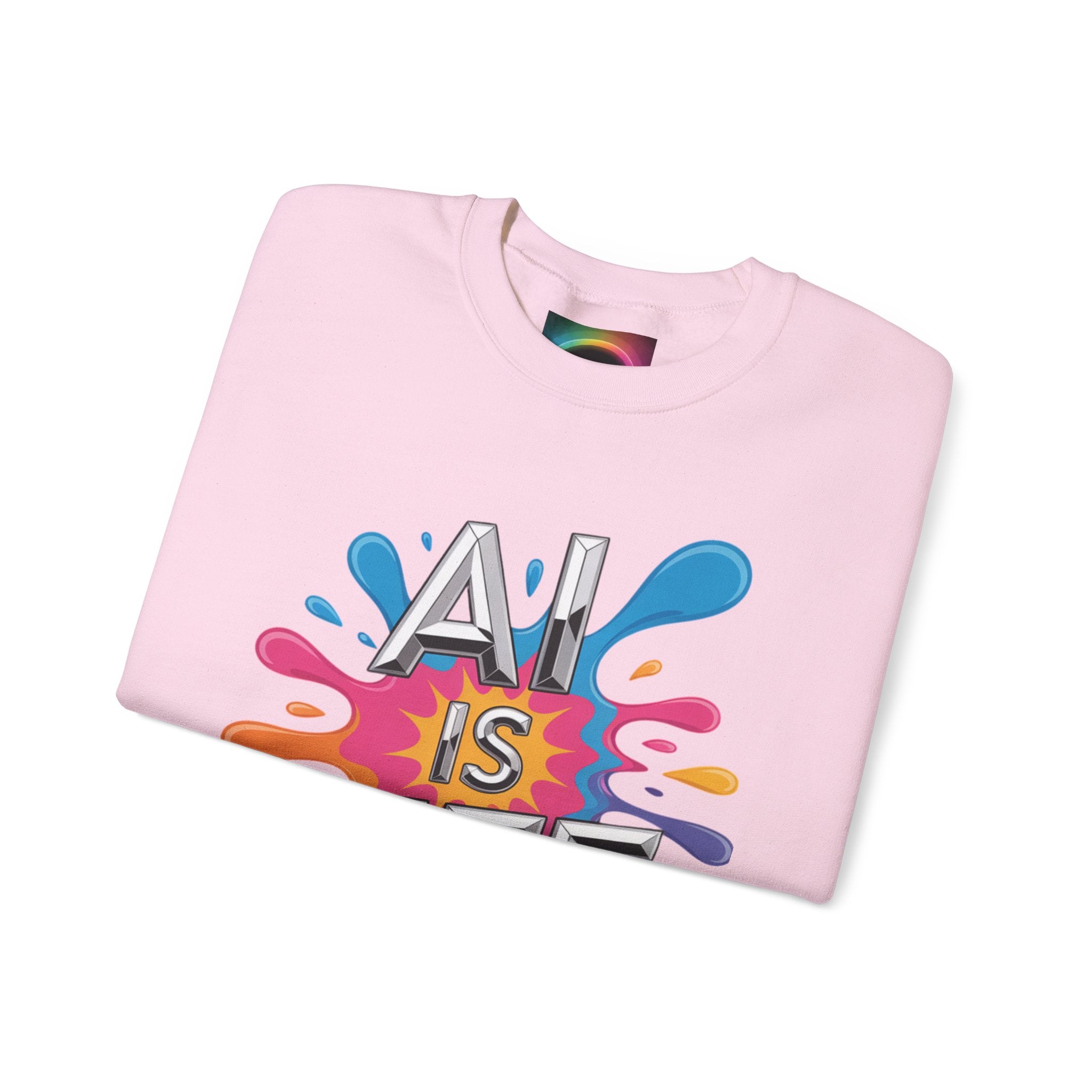 AI is Life "CHROME SPLATTER" Unisex Color Splash Graphic Crewneck Sweatshirt