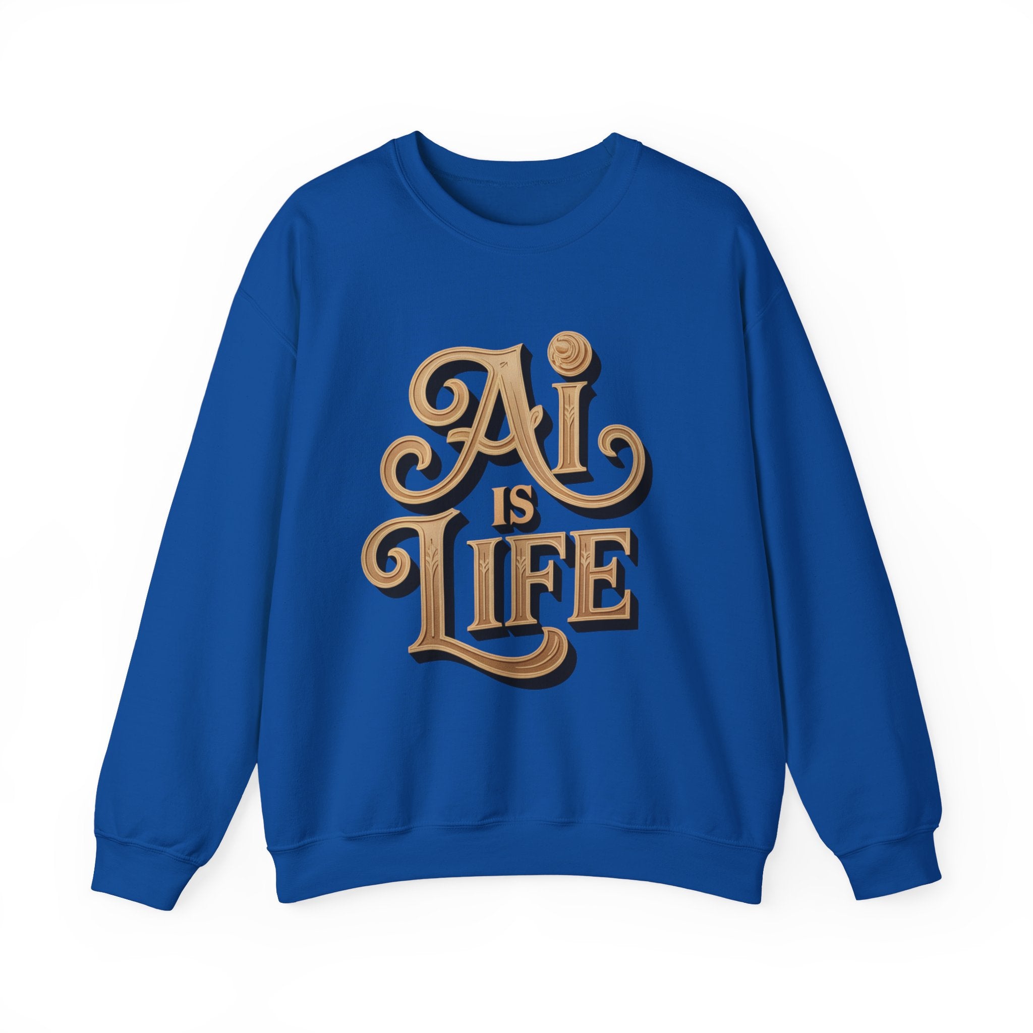 AI IS LIFE  "Golden Neuralwave"  Unisex Heavy Blend™ Crewneck Sweatshirt