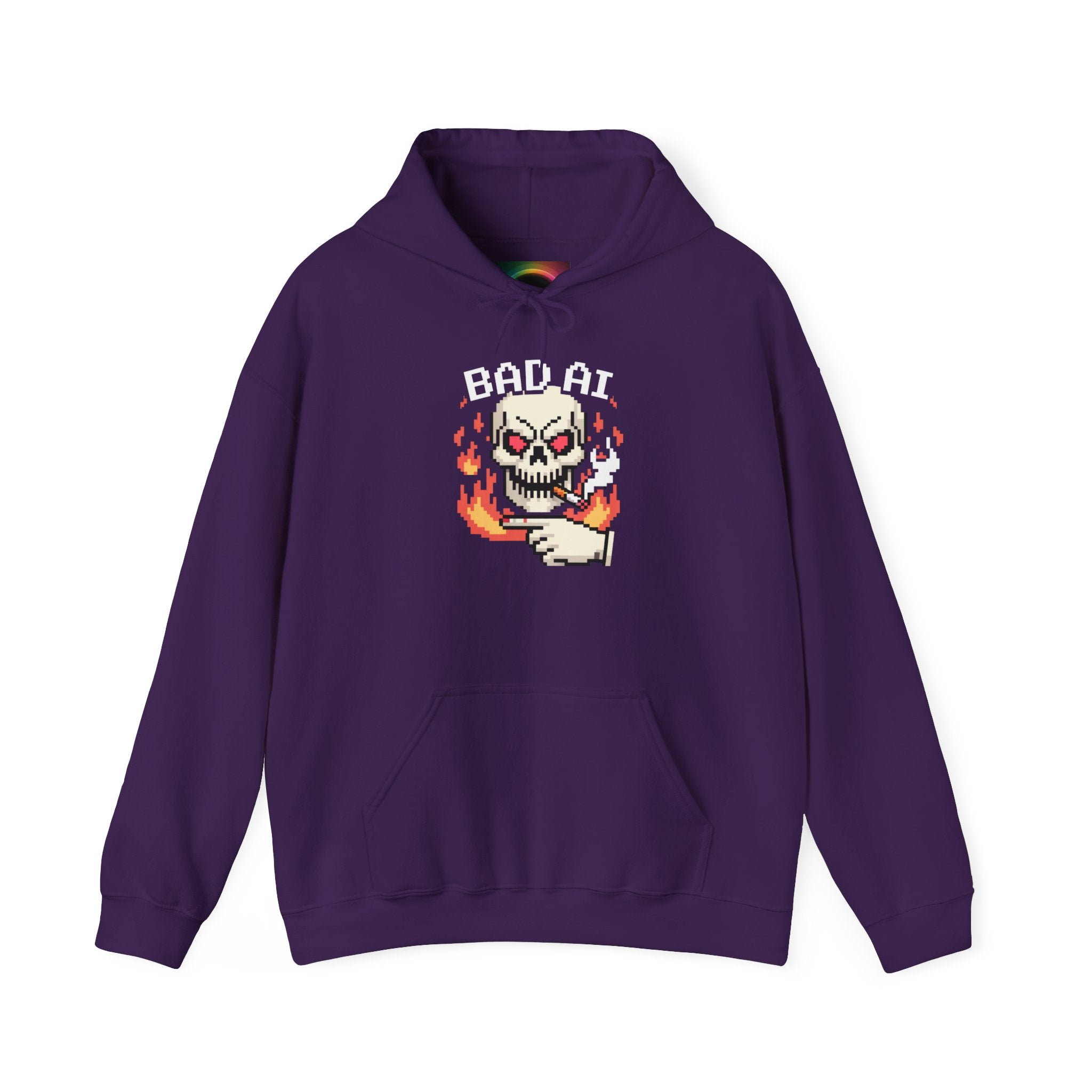 Bad AI Skull Hoodie — "CYBER BONE COMMAND"Hooded Sweatshirt