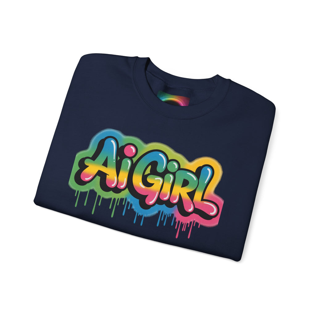 Ai Girl "Graffiti Glow" Unisex Heavy Blend Crewneck Sweatshirt