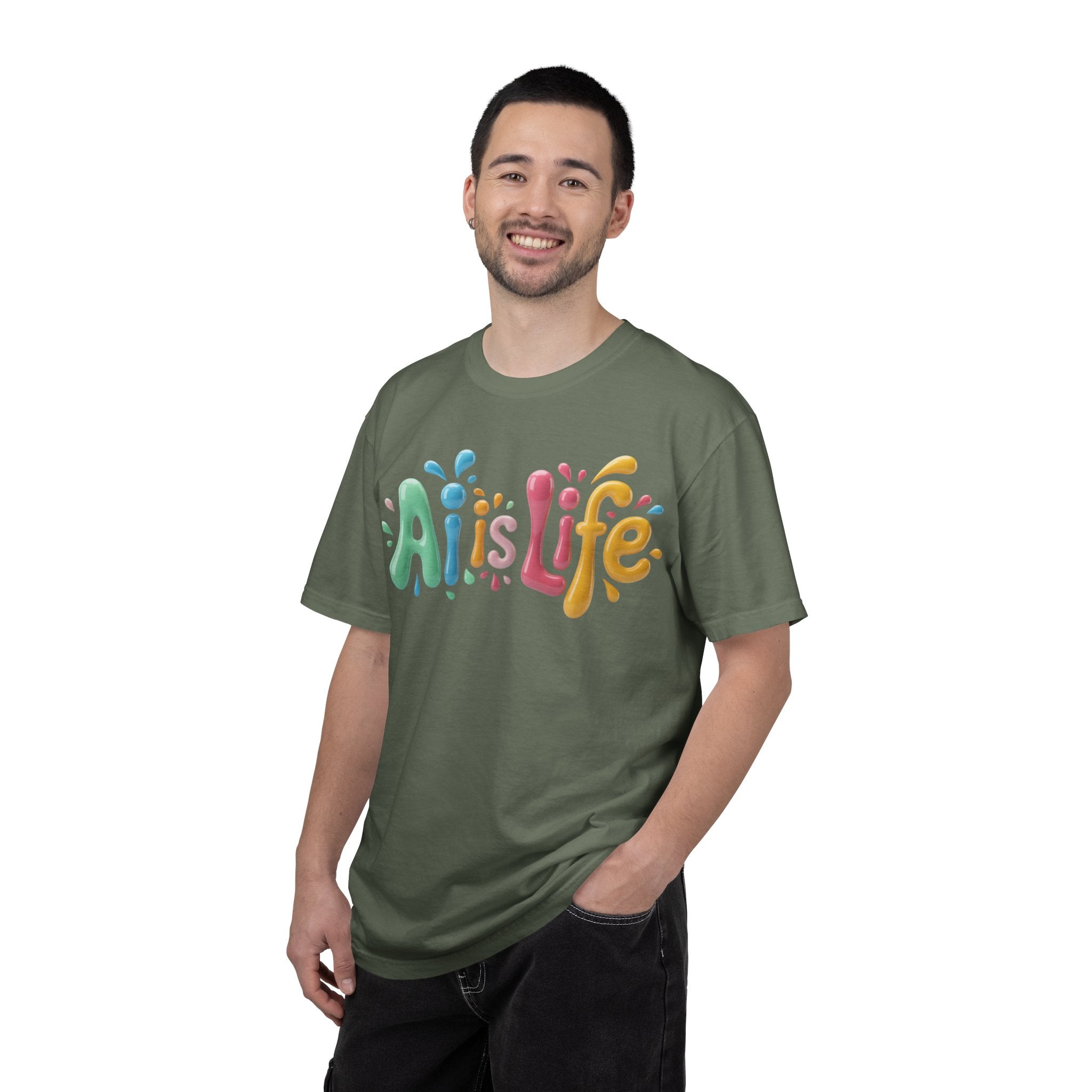 AI IS LIFE  “Colorful Circuit Pop”  Unisex Garment-Dyed T-shirt