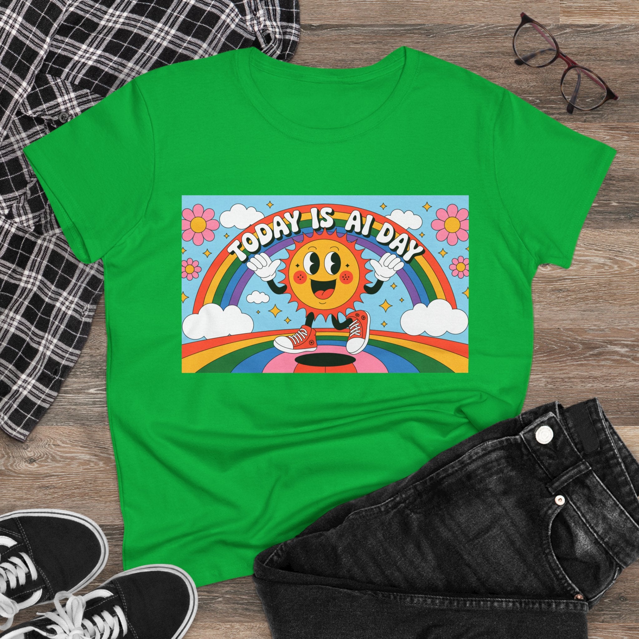 Today Is AI Day  "Sunshine Circuit" Women's Midweight Cotton Tee