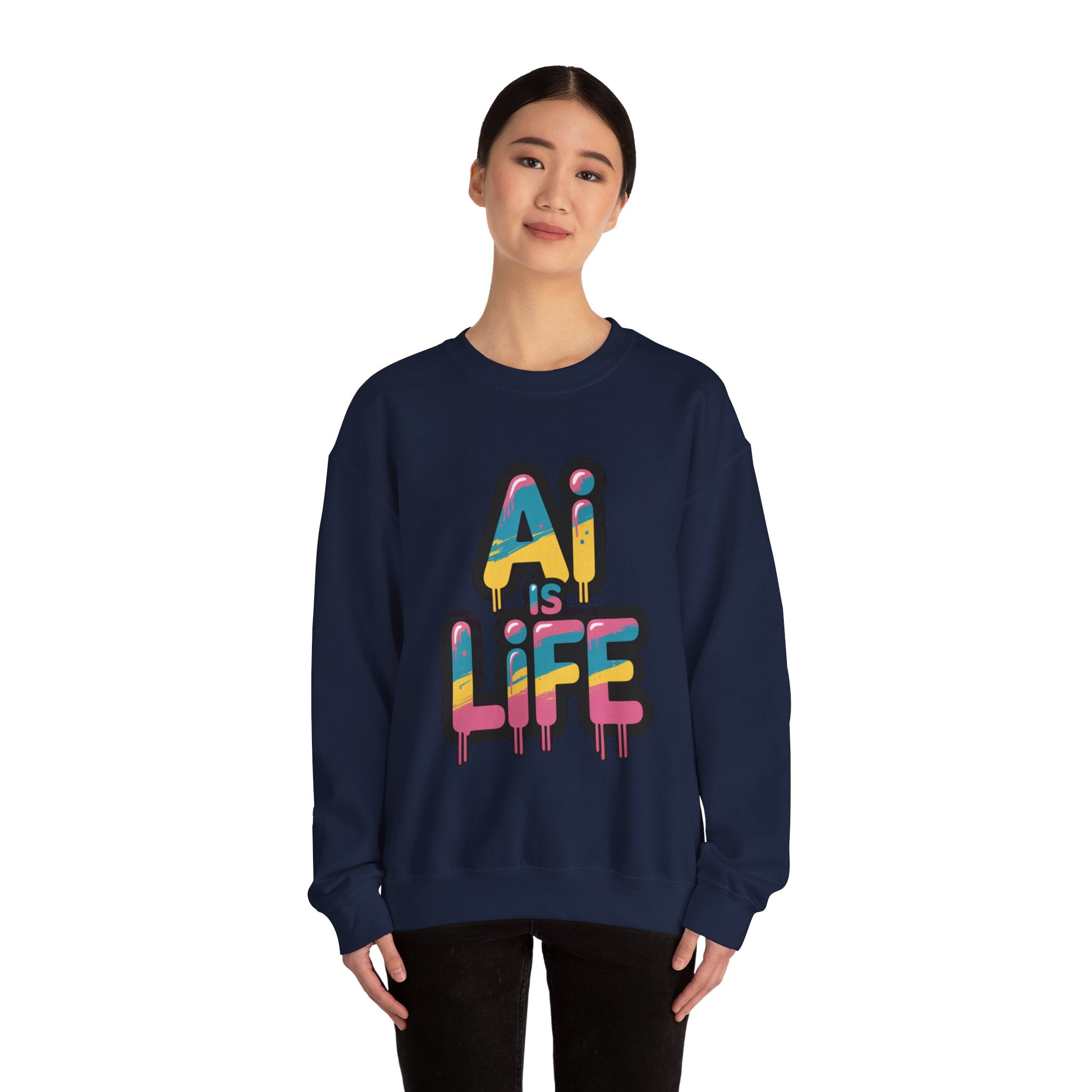 AI IS LIFE " Neon Circuit " Unisex Heavy Blend™ Crewneck Sweatshirt