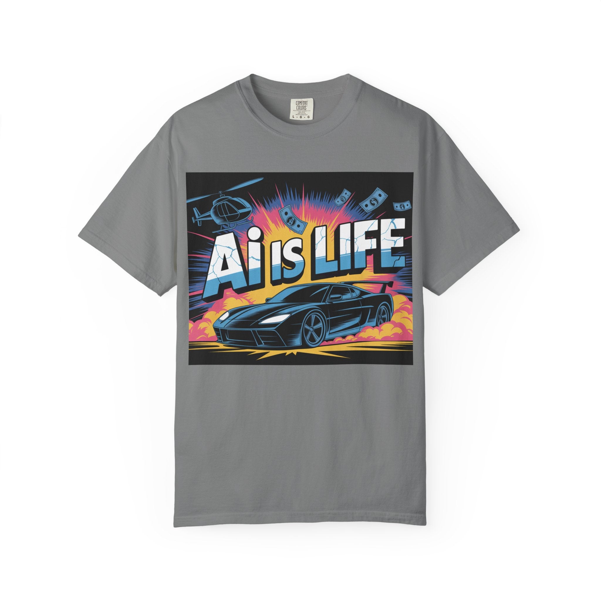 AI Is Life  "Action Mode"  Unisex Garment-Dyed T-shirt