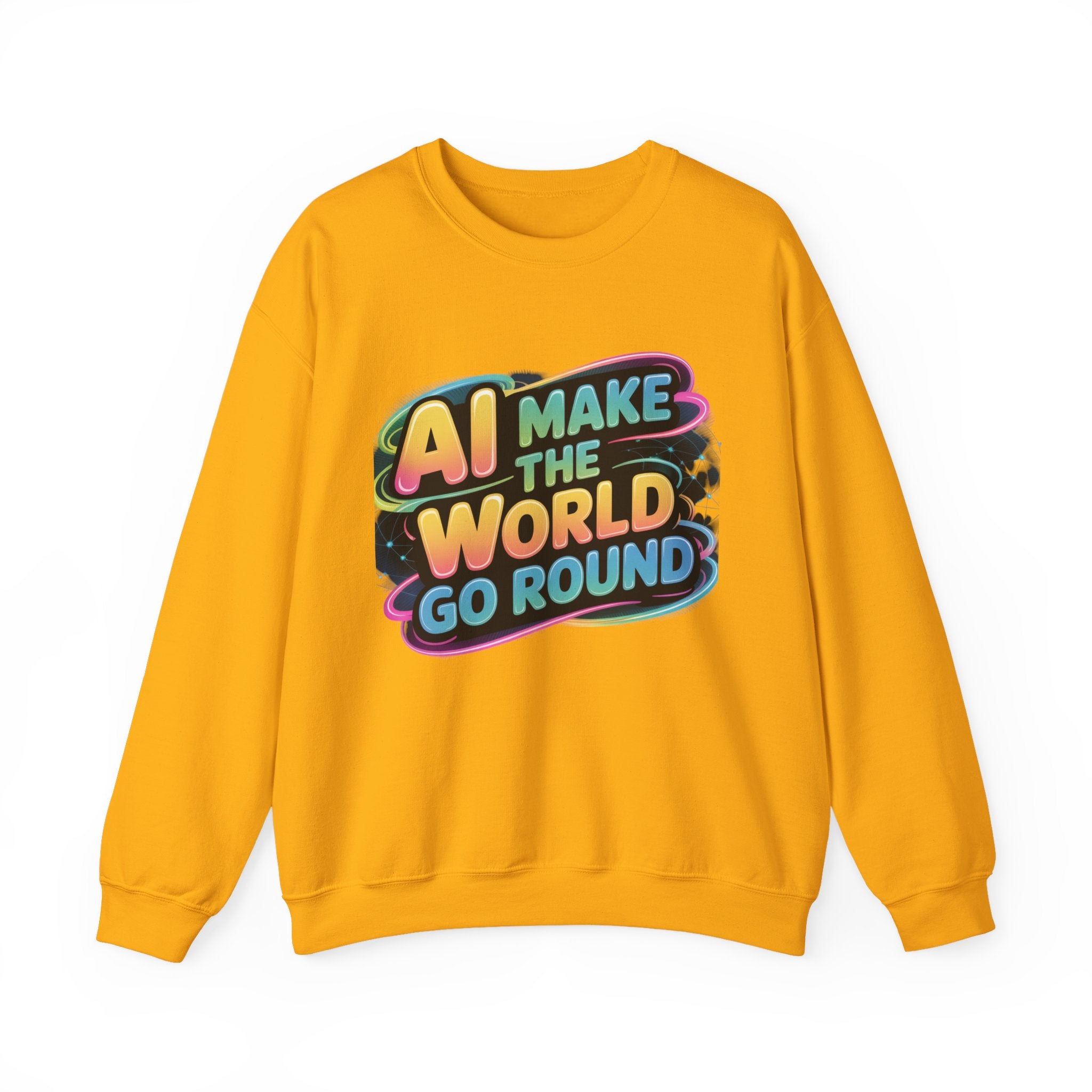 AI MAKE THE WORLD GO ROUND  "Techno Orbit"  Heavy Blend™ Crewneck Sweatshirt